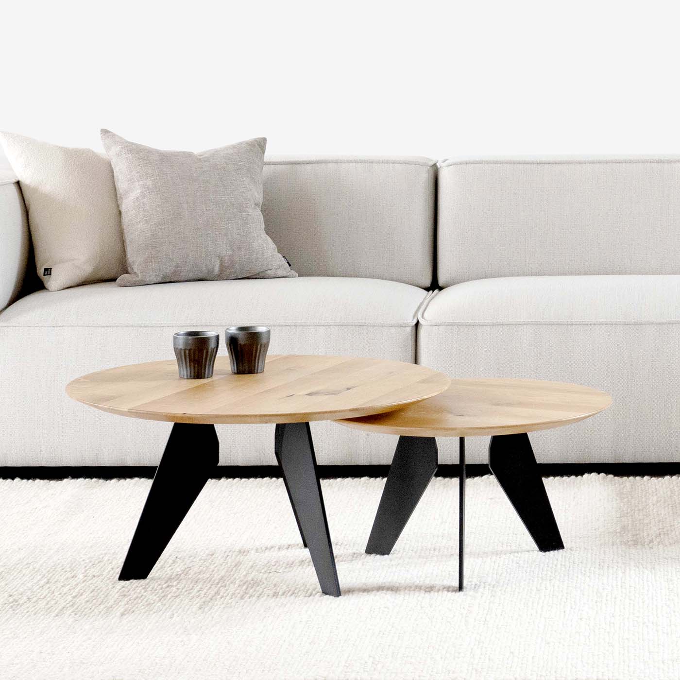 Beistelltisch Eiche Rund Hoogland Natur Klein 60 cm und Groß 75 cm