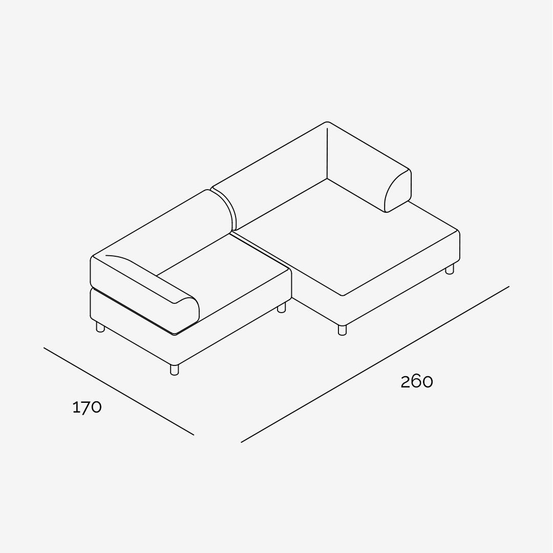 Bolder Sofa 260x170 cm (3-Sitzer)