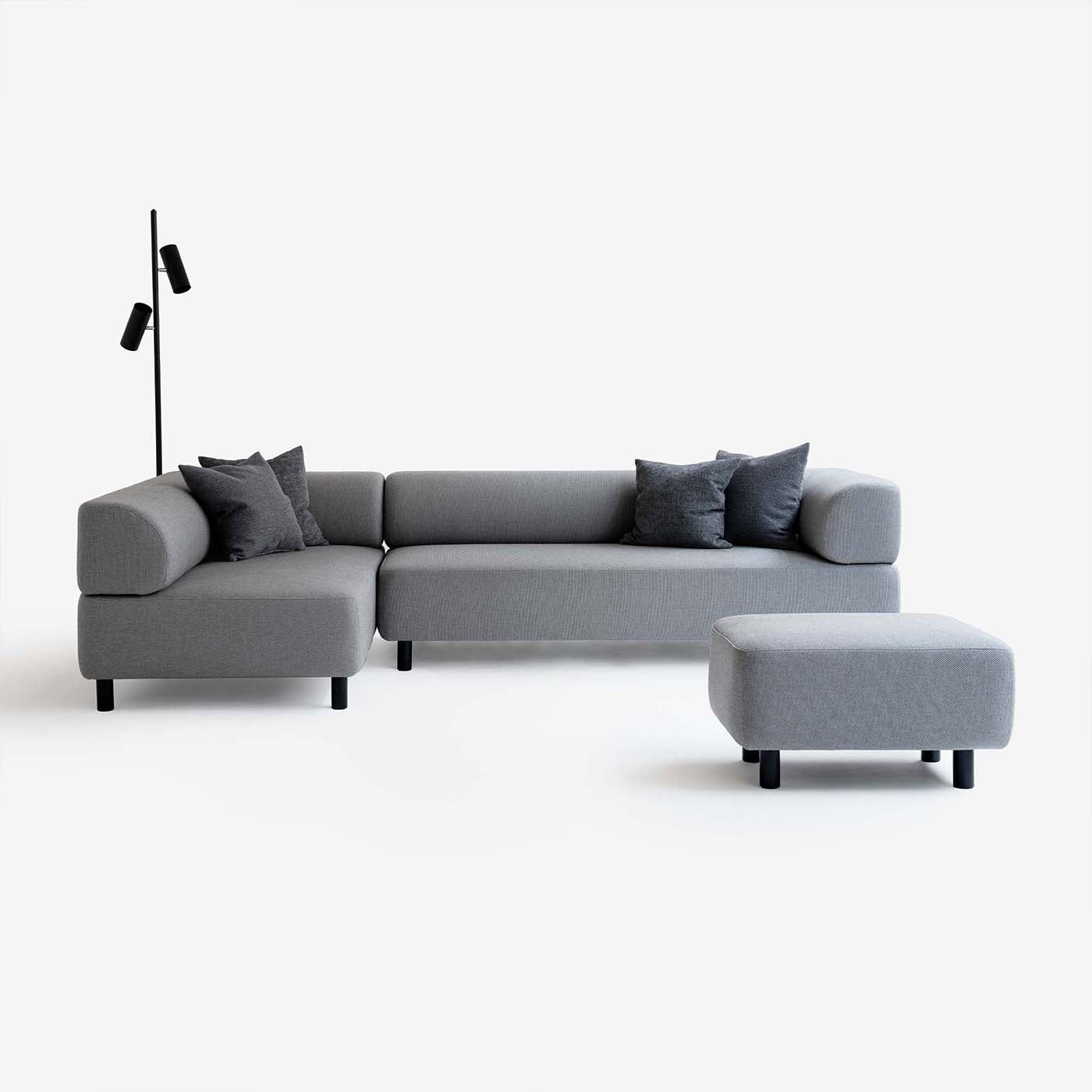 Bolder Sofa mit Bolder Hocker in Loop Shadow