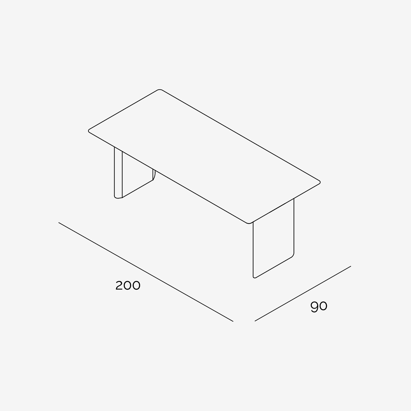 Esstisch Hellen 200x90 cm technische Zeichnung