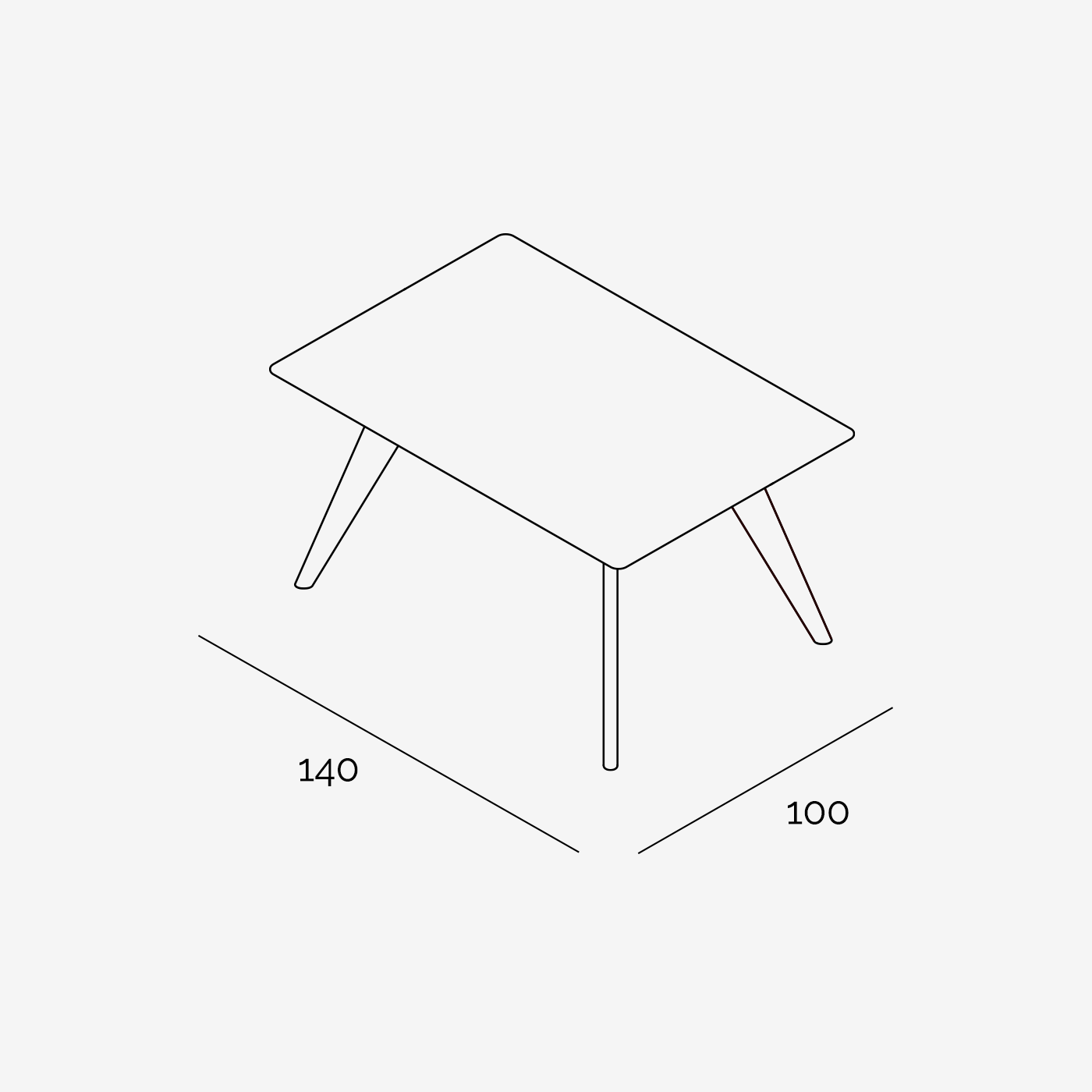 Esstisch Hielke 140x100 cm technische Zeichnung