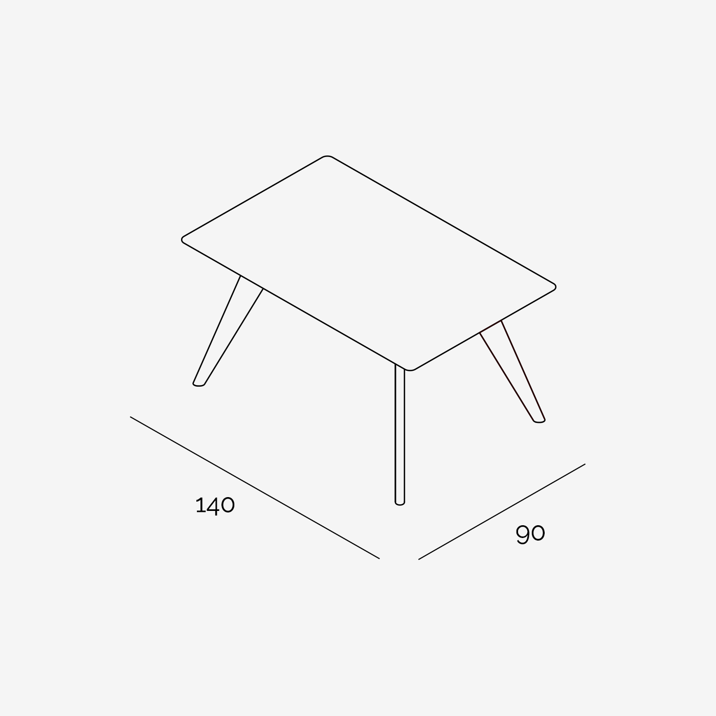 Esstisch Hielke 140x90 cm technische Zeichnung