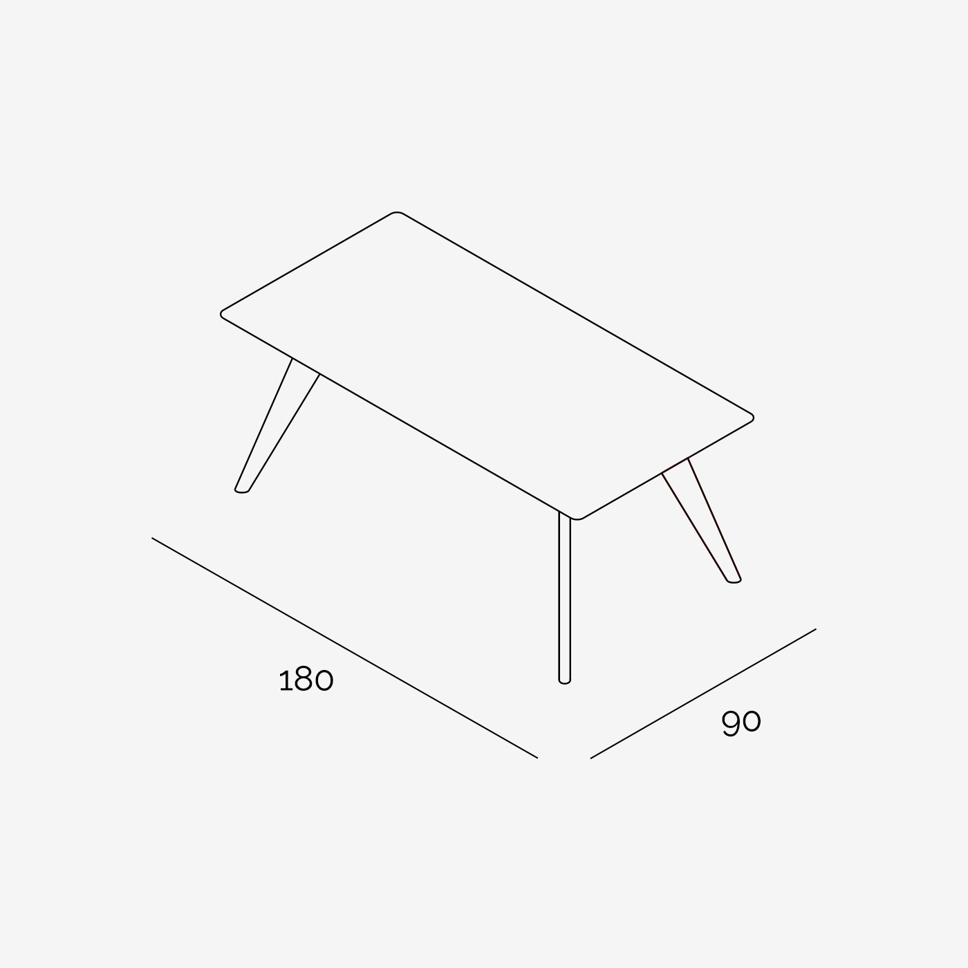 Esstisch Hielke 180x90 cm technische Zeichnung
