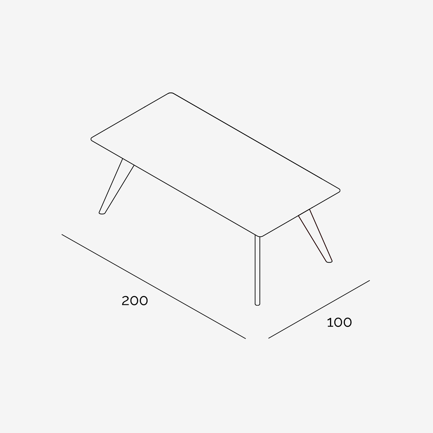 Esstisch Hielke 200x100 cm technische Zeichnung