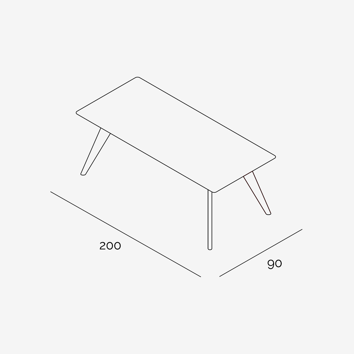 Esstisch Hielke 200x90 cm technische Zeichnung