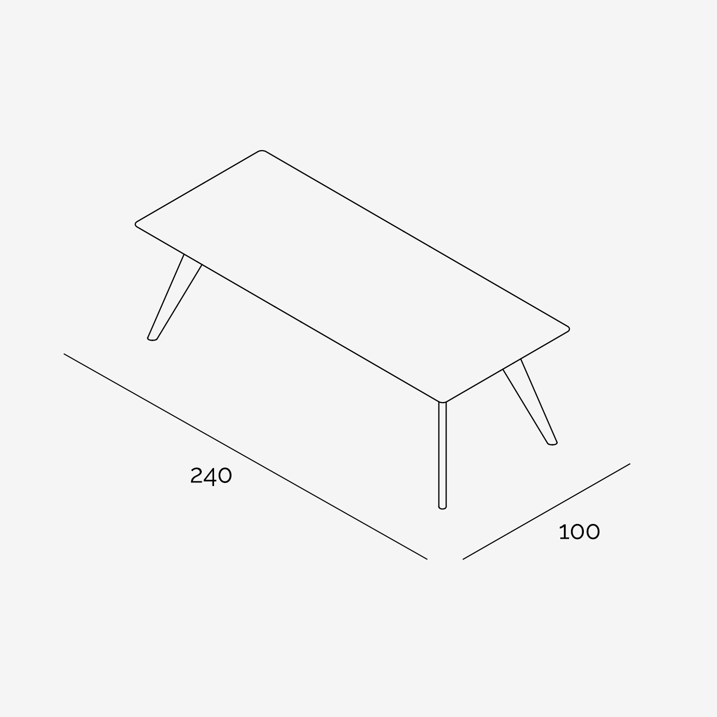 Esstisch Hielke 240x100 cm technische Zeichnung