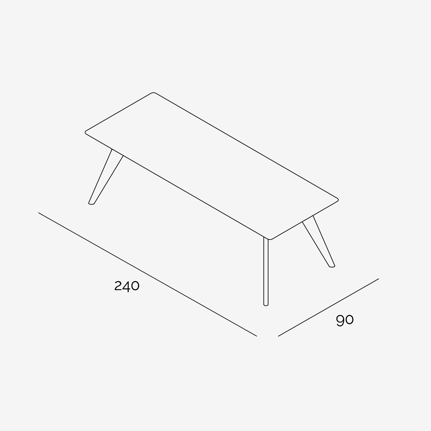 Esstisch Hielke 240x90 cm technische Zeichnung
