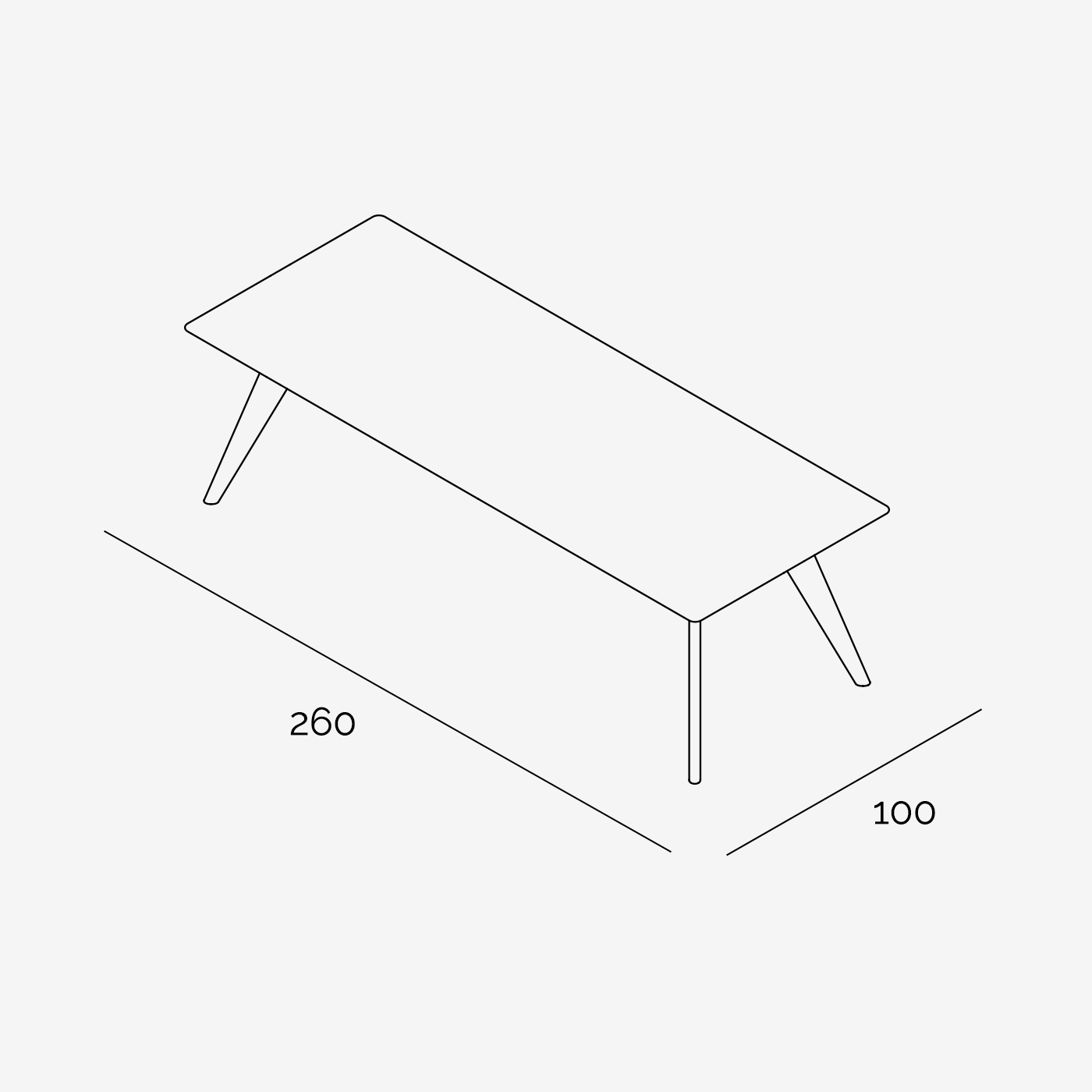 Esstisch Hielke 260x100 cm technische Zeichnung