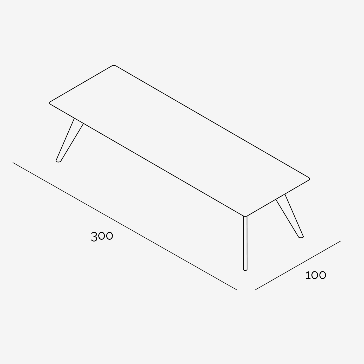 Esstisch Hielke 280x100 cm technische Zeichnung