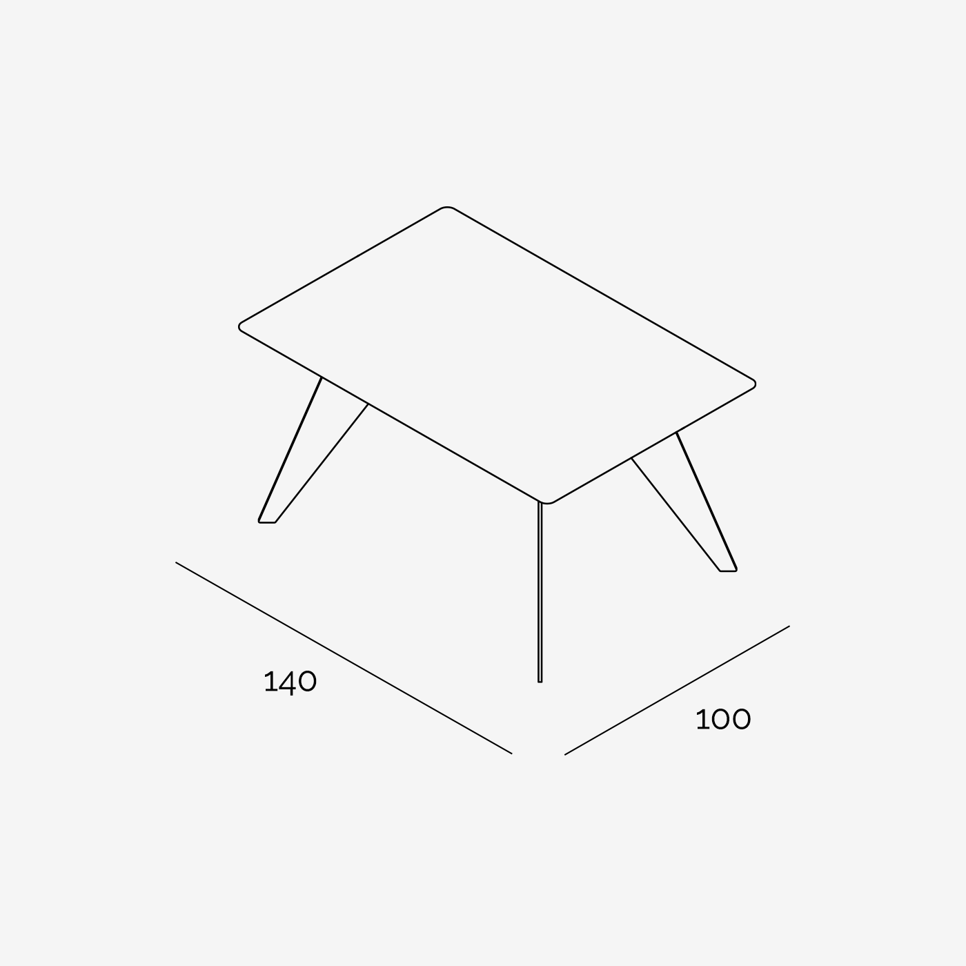 Esstisch Hoogland 140x100 cm technische Zeichnung