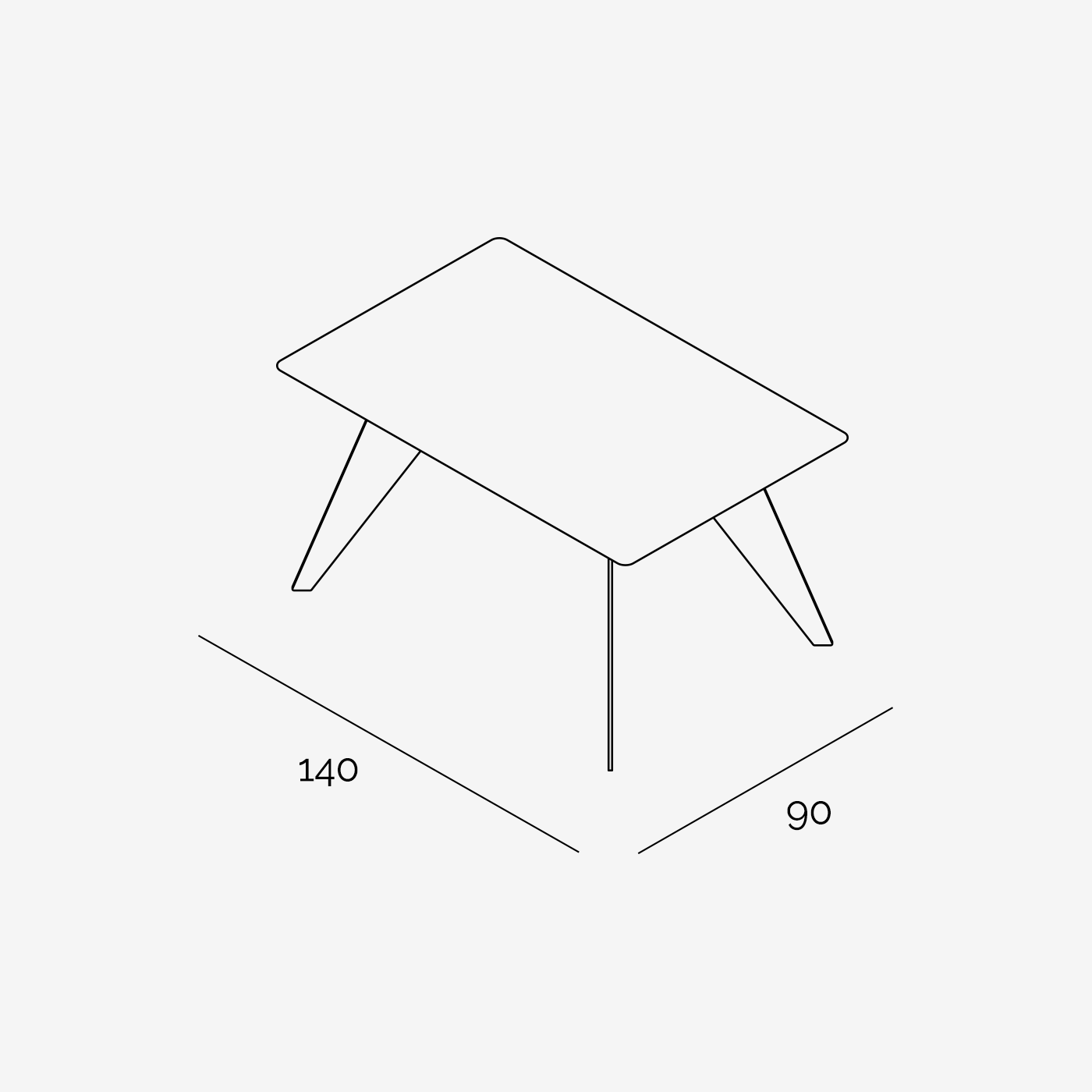Esstisch Hoogland 140x90 cm technische Zeichnung
