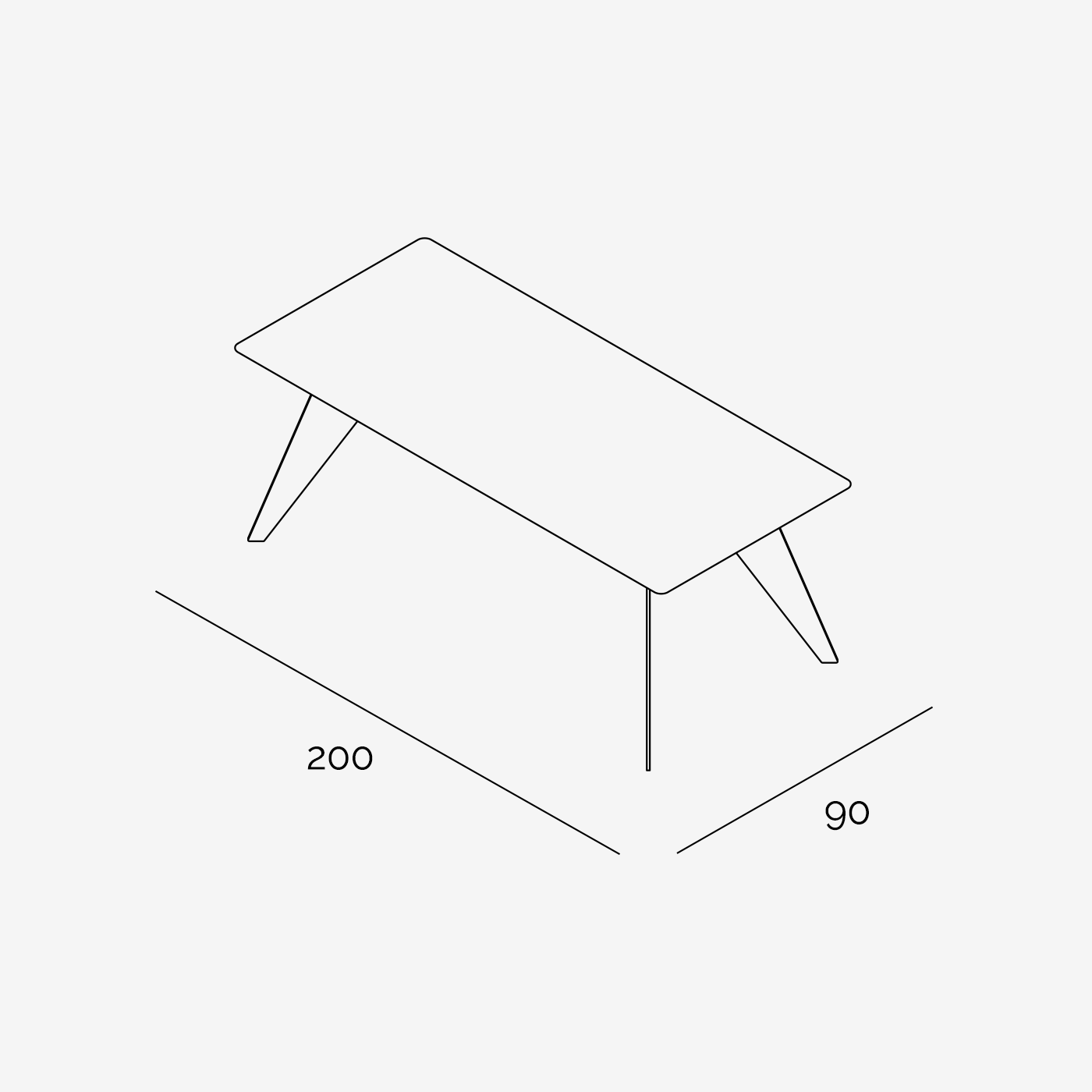 Esstisch Hoogland 200x90 cm technische Zeichnung