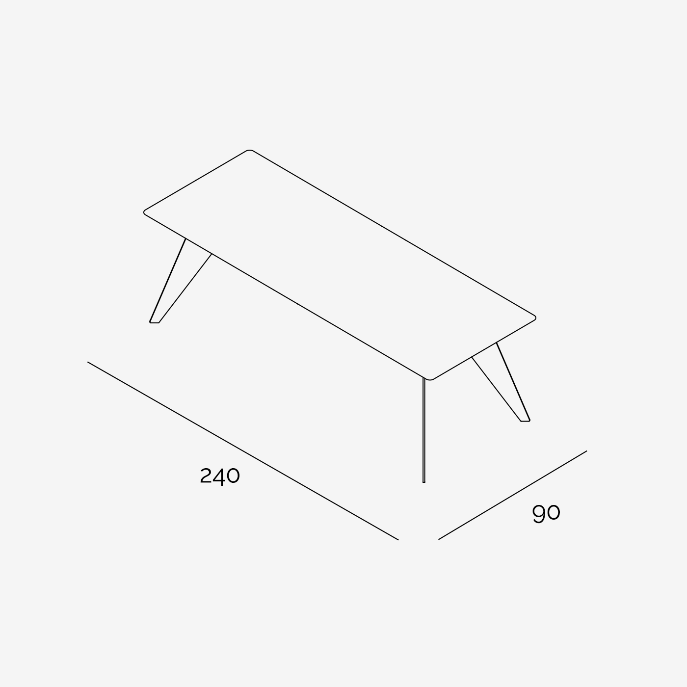 Esstisch Hoogland 240x90 cm technische Zeichnung