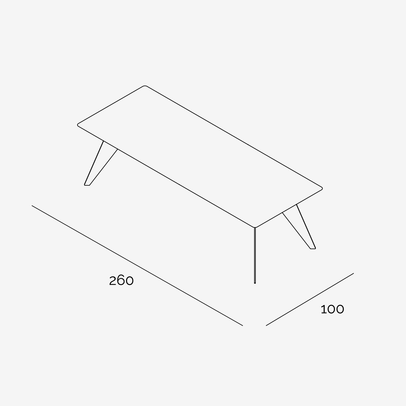 Esstisch Hoogland 260x100 cm technische Zeichnung