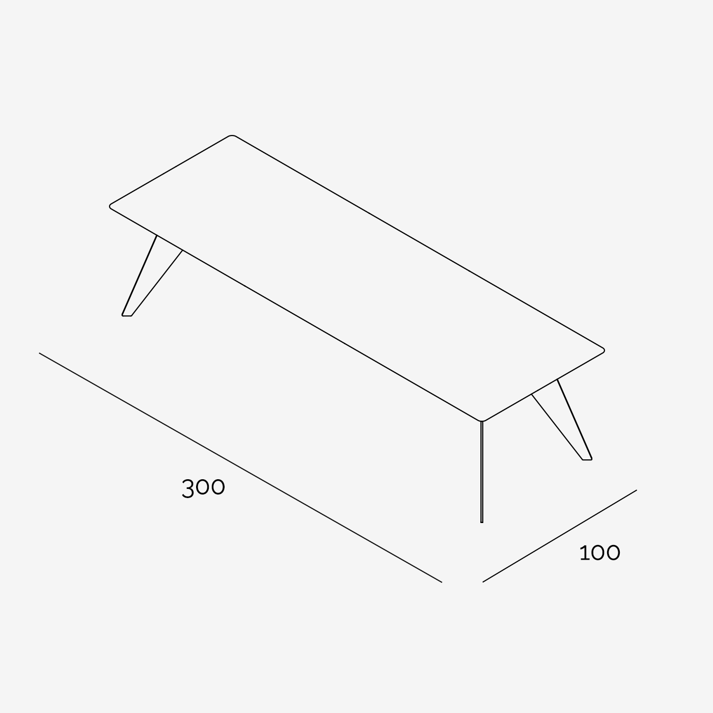 Esstisch Hoogland 300x100 cm technische Zeichnung