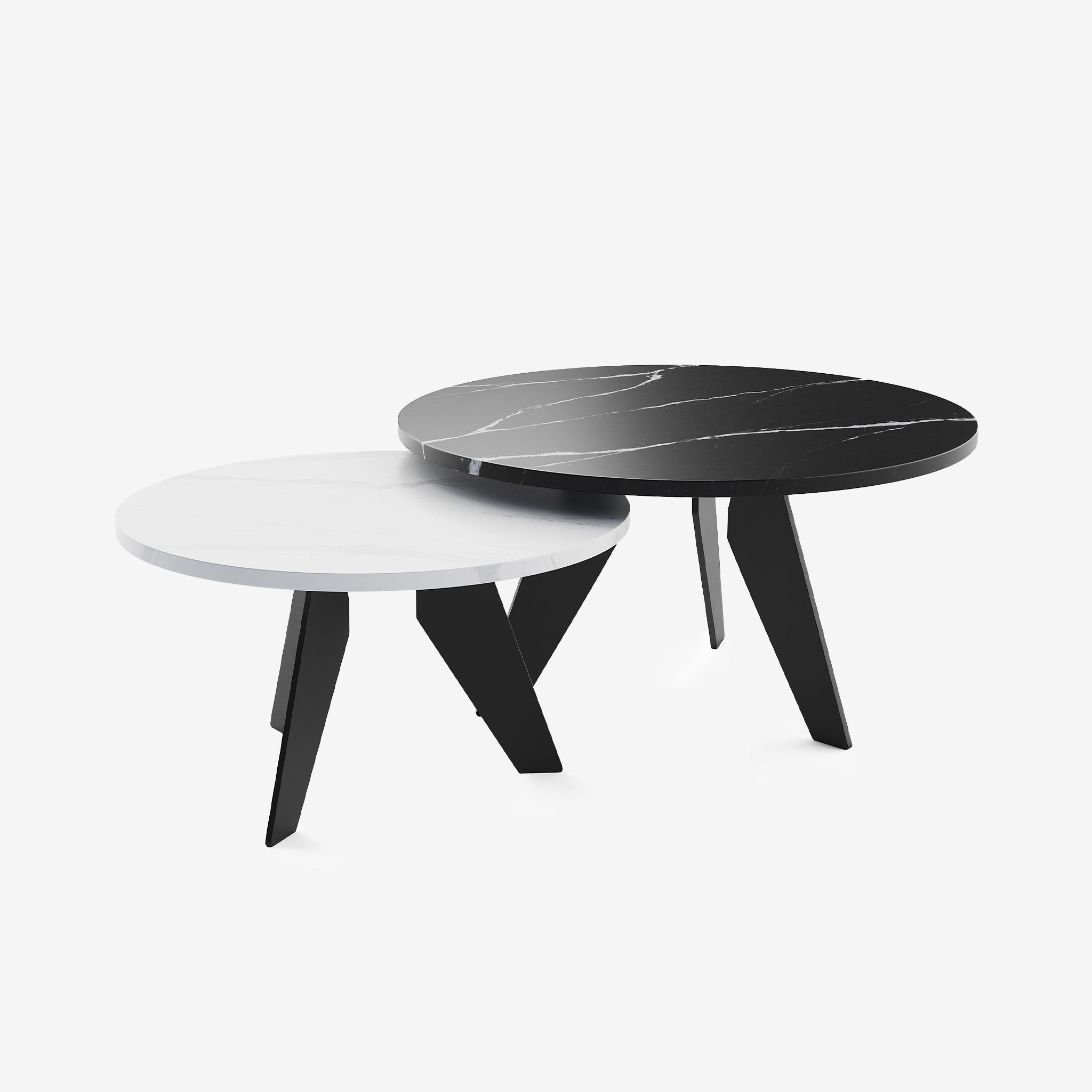 Hoogland Silestone Beistelltisch Calacatta Classic Eternal Marquina Metal Schwarz