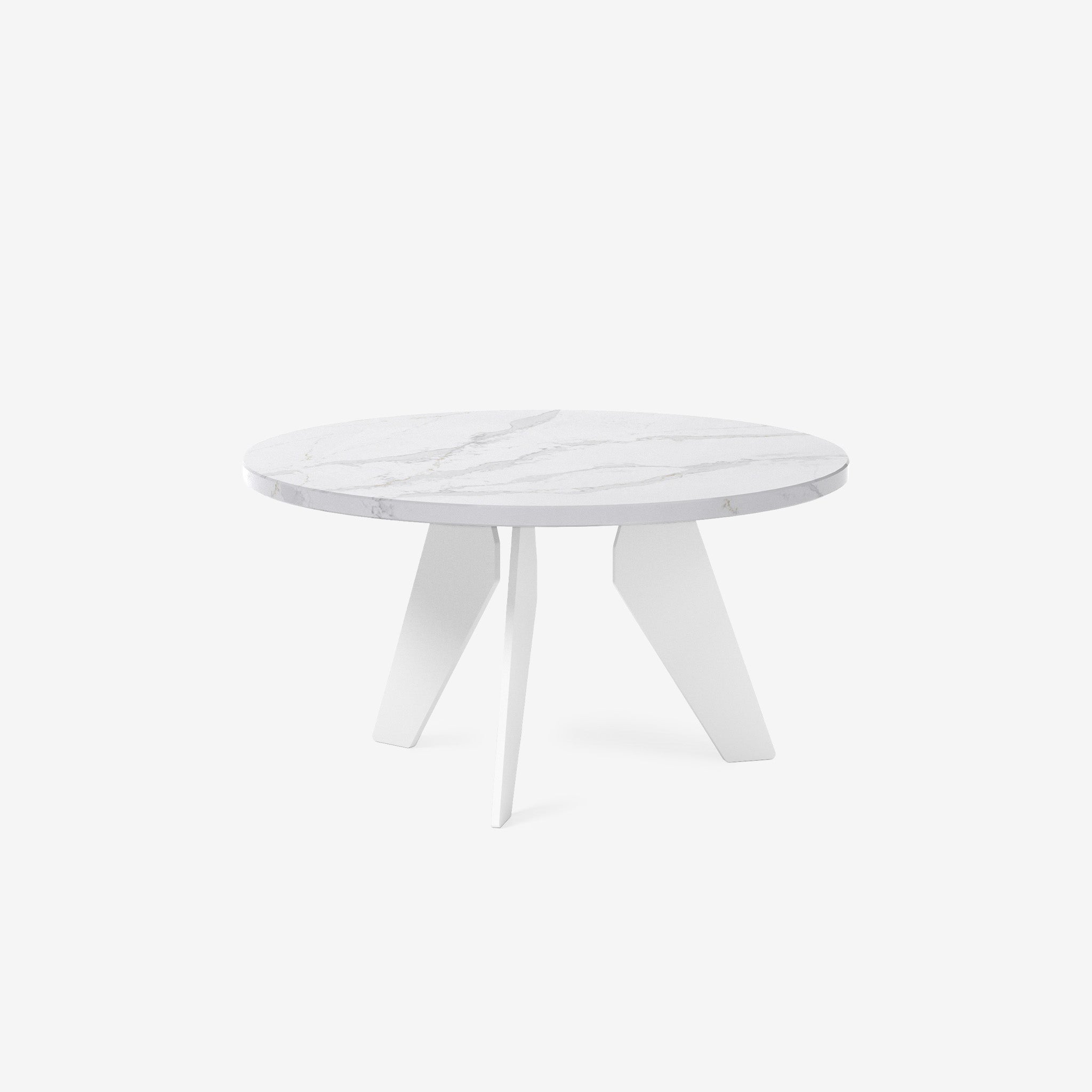 Hoogland Silestone Beistelltisch Calacatta Classic Klein 60 Metall Weiß