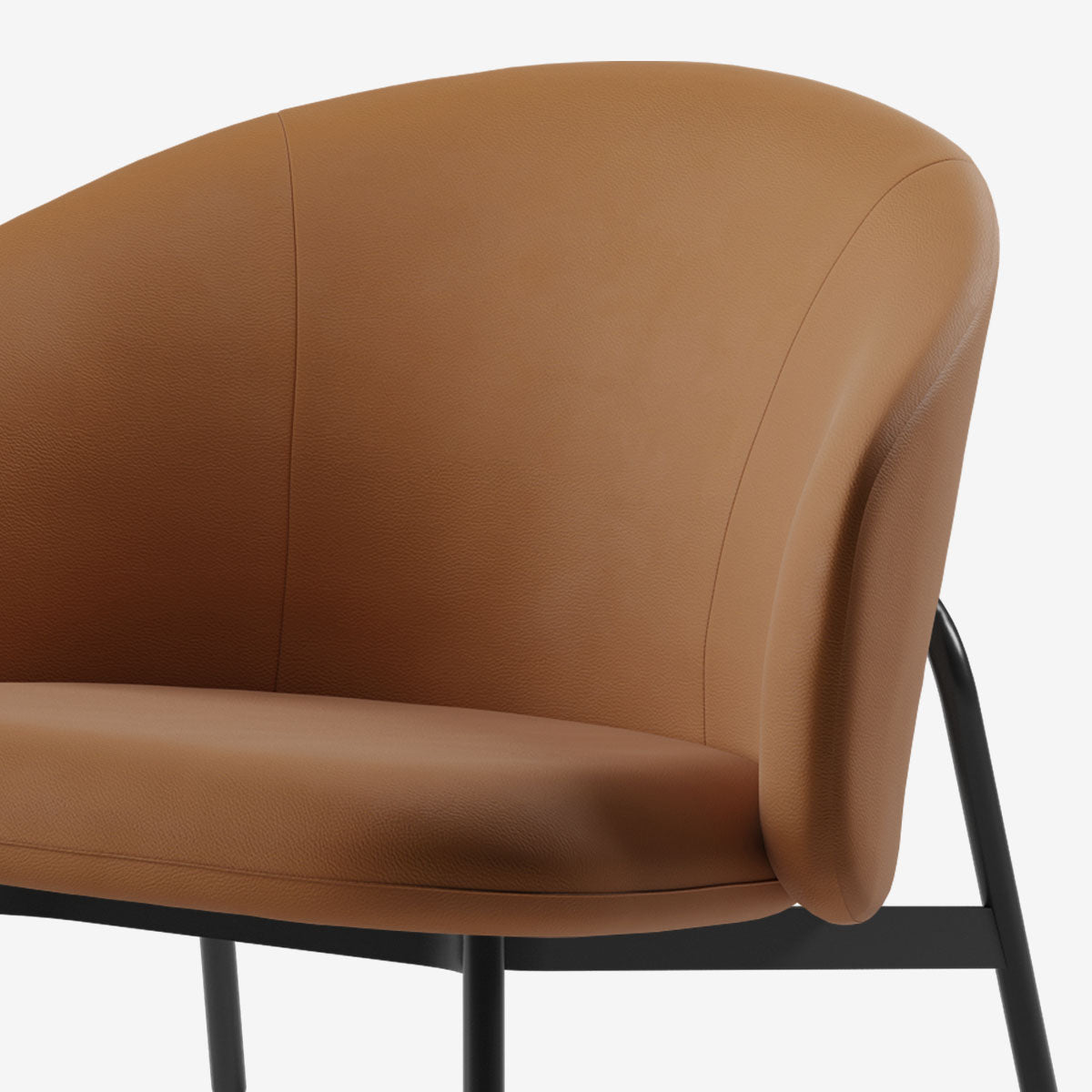 Maatje Lounge Sessel Schwarz Leder Cognac Detail 02