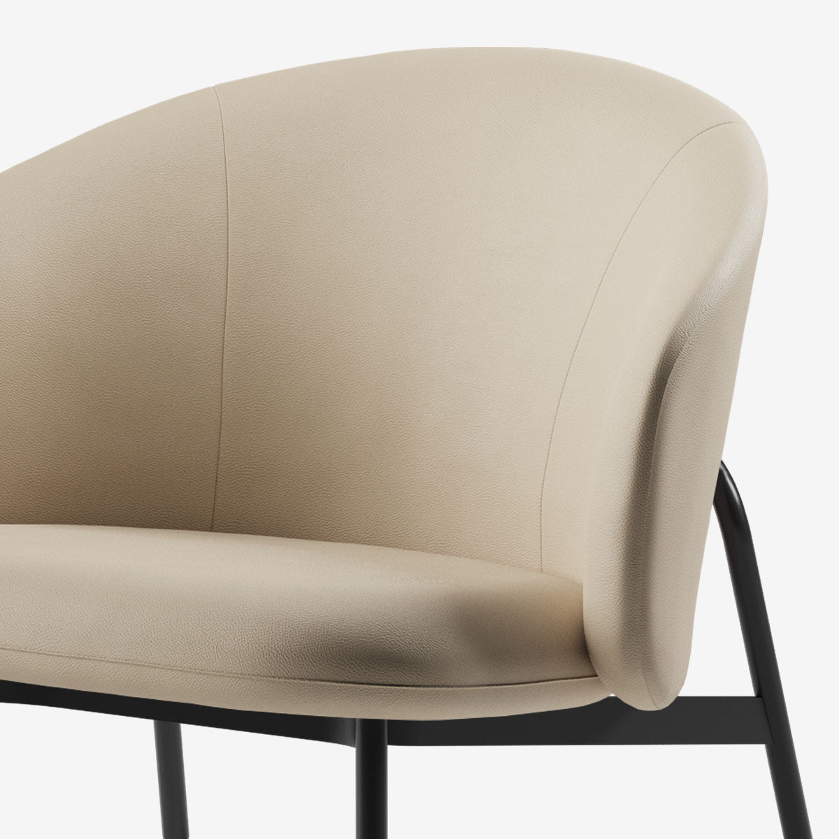 Maatje Lounge Sessel Schwarz Leder Ivory Detail 02