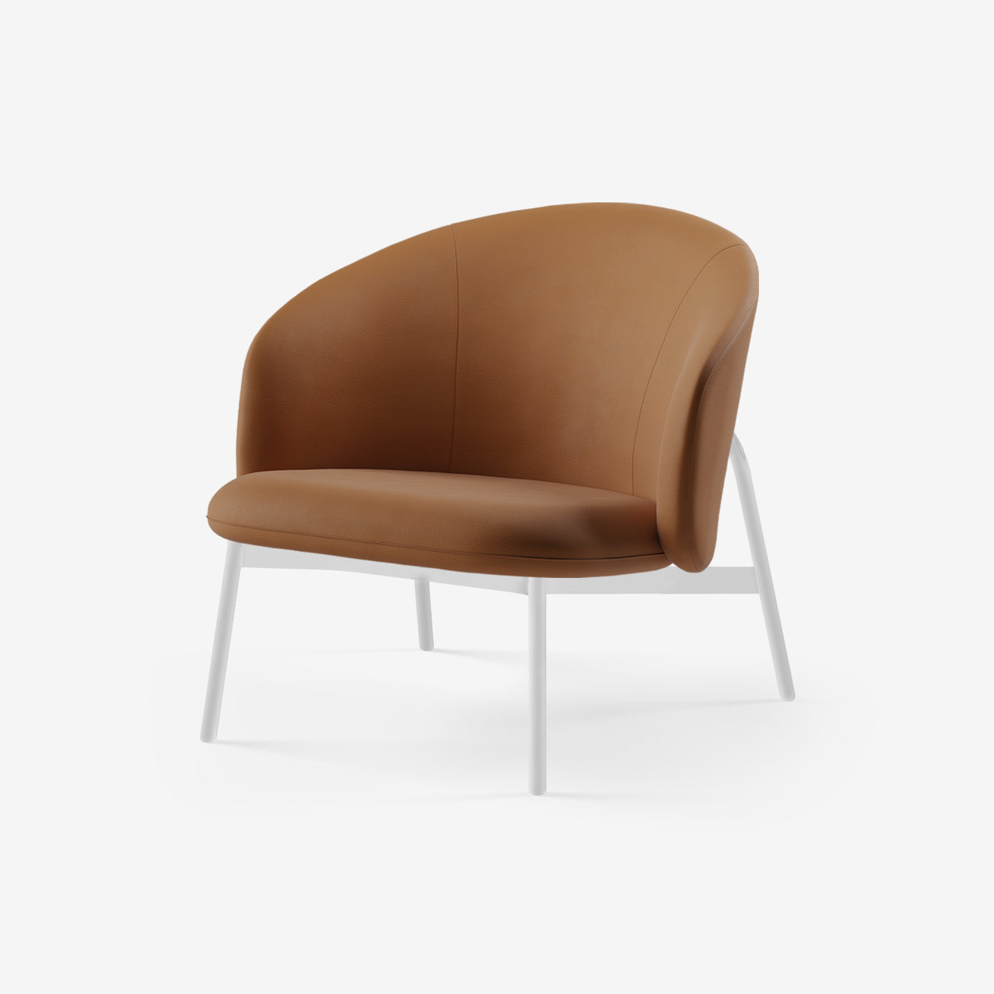 Maatje Lounge Sessel Weiss Leder Cognac