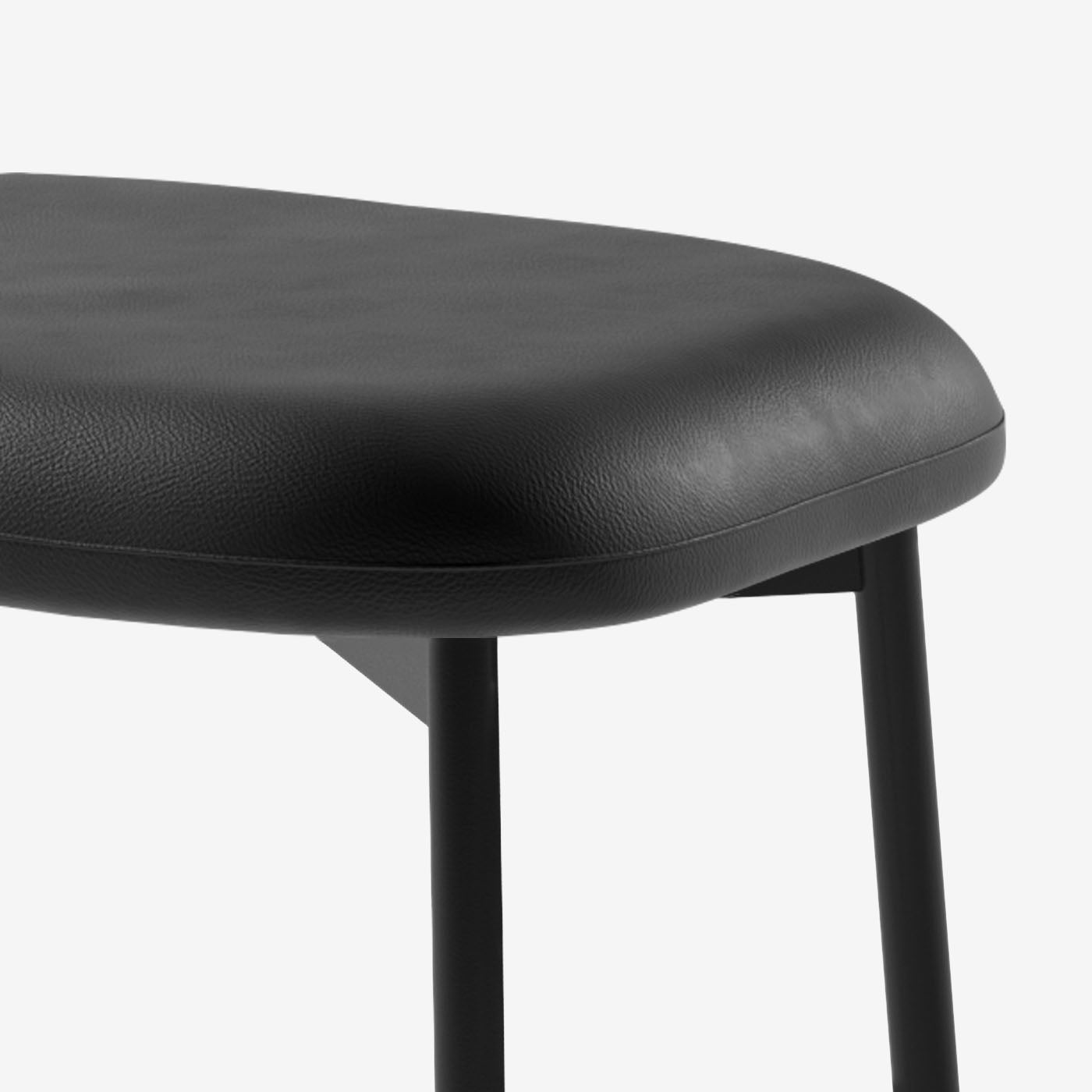 Maatje Ottoman Leder Black Schwarz Detail