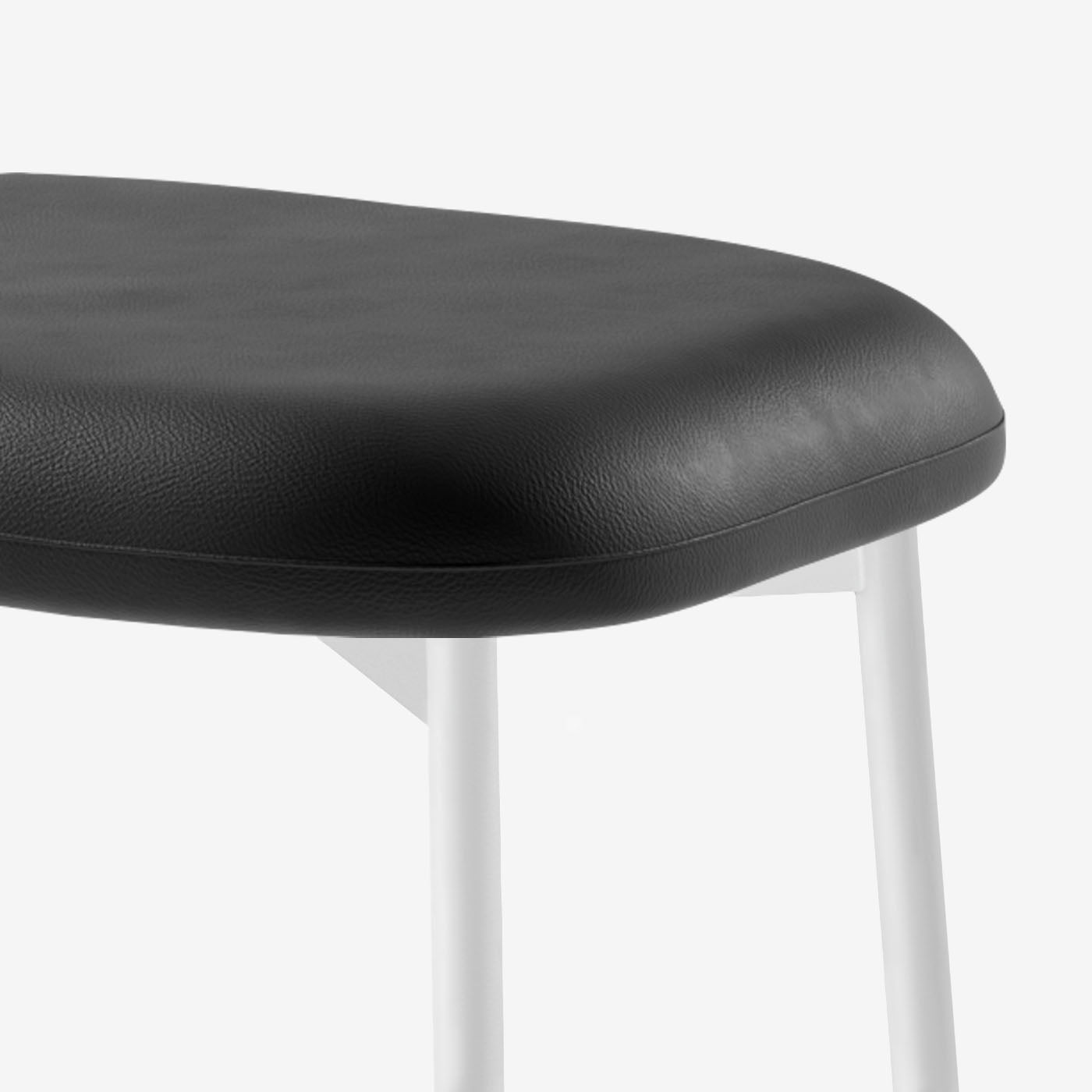 Maatje Ottoman Leder Black Weiß Detail