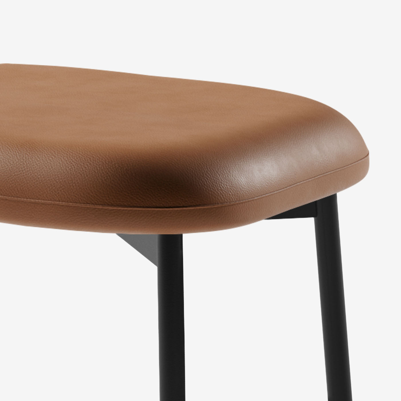 Maatje Ottoman Leder Cognac Schwarz Detail