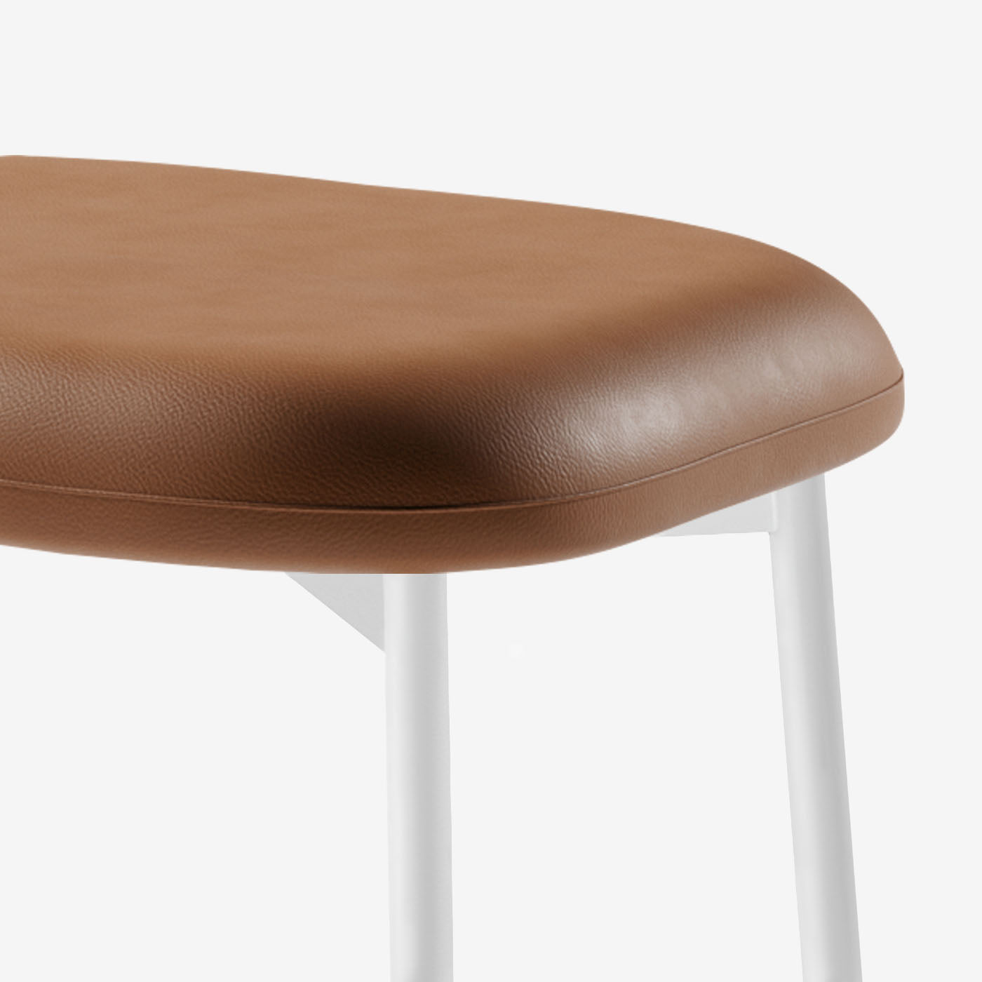 Maatje Ottoman Leder Cognac Weiß Detail
