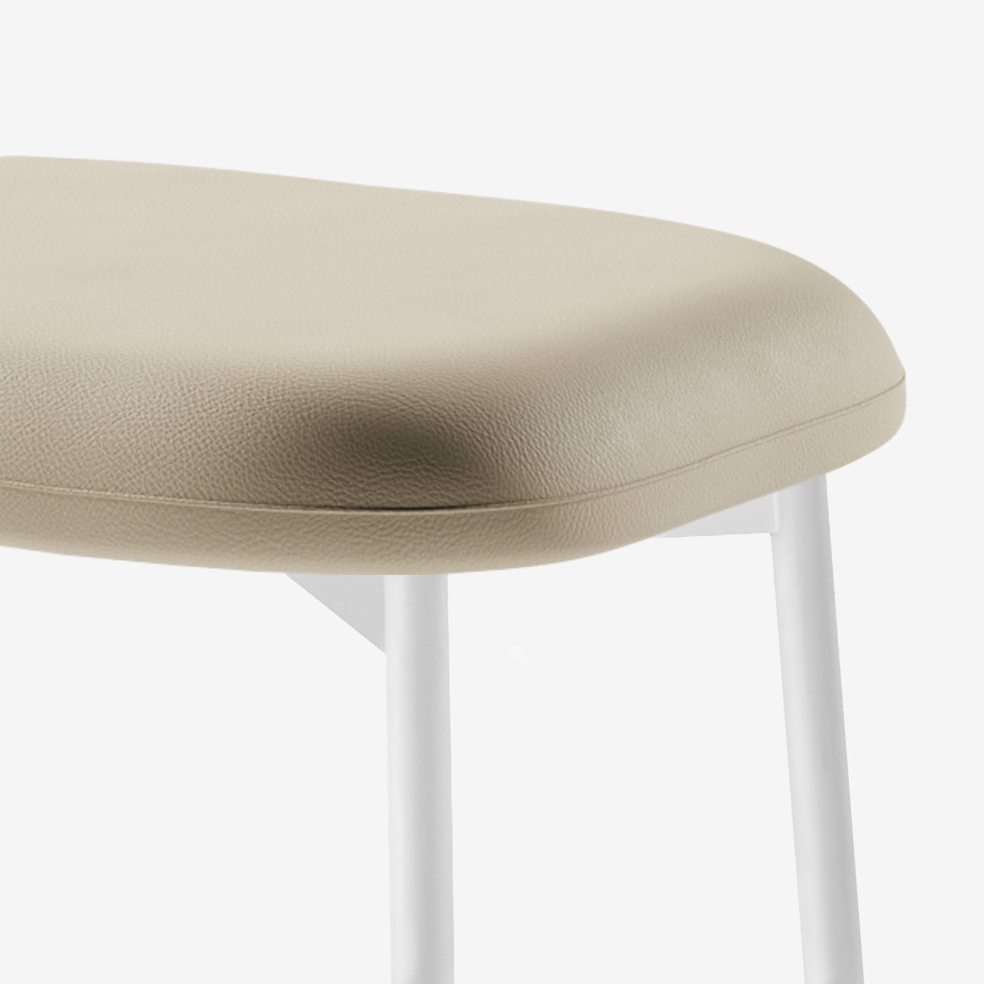 Maatje Ottoman Leder Ivory Weiß Detail