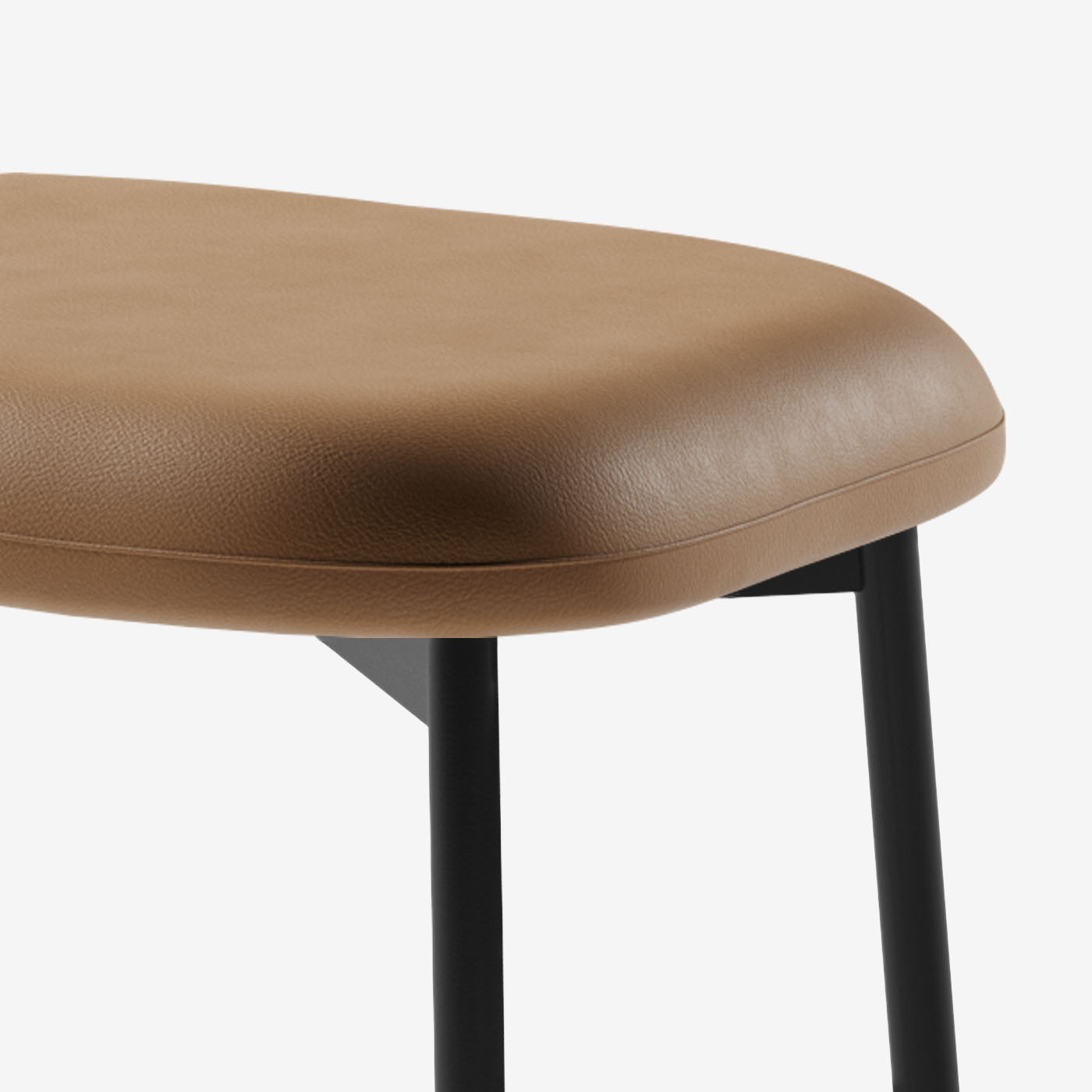 Maatje Ottoman Leder Walnut Schwarz Detail