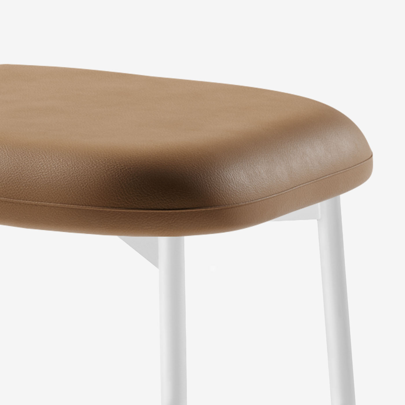 Maatje Ottoman Leder Walnut Weiß Detail