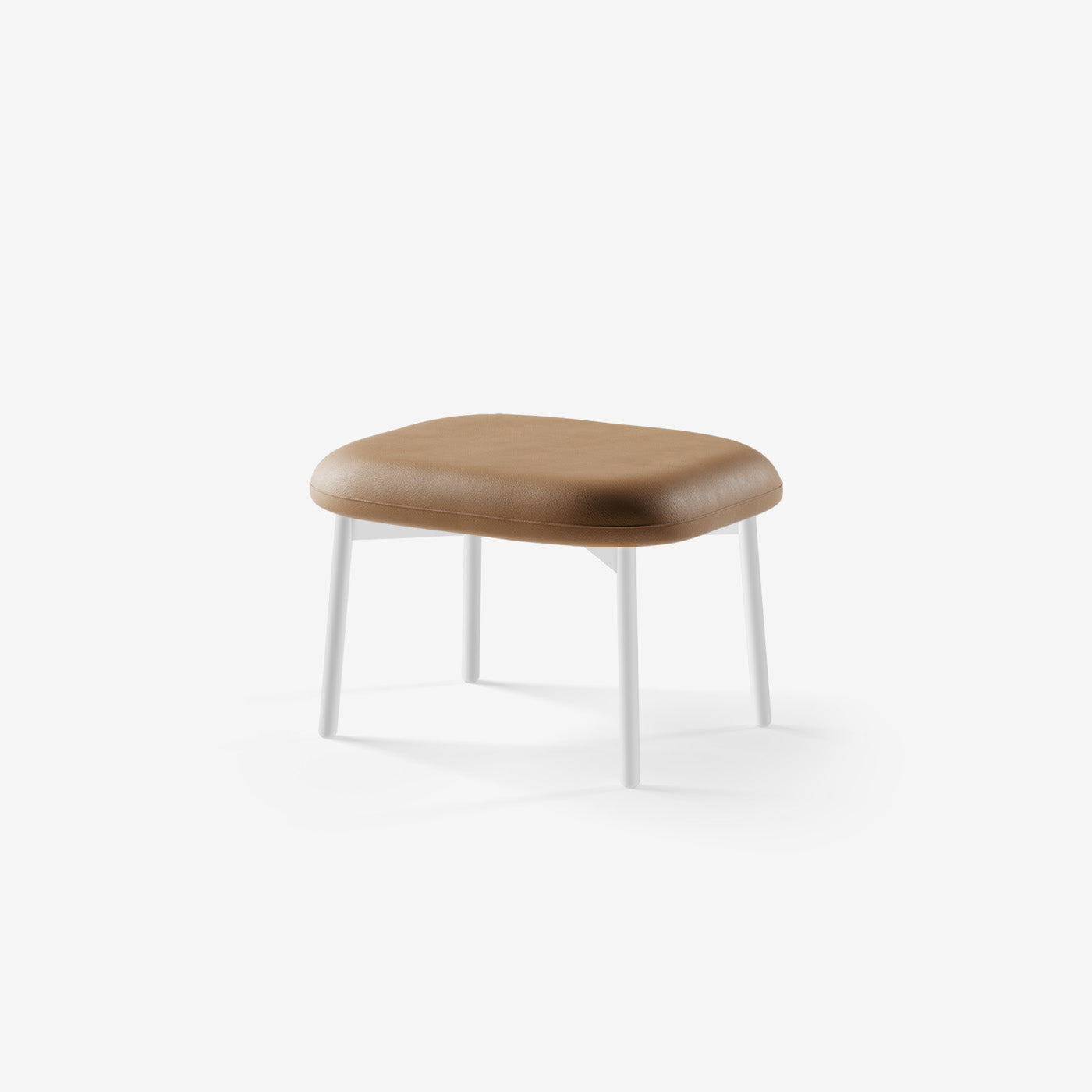 Maatje Ottoman Weiß Leder Walnut