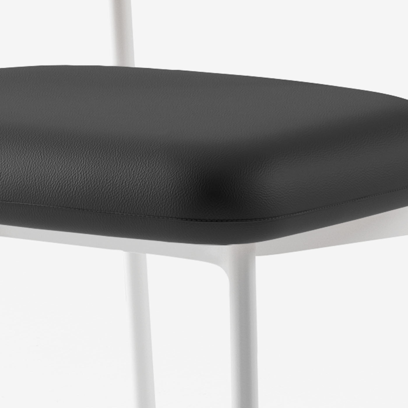 Maatje Stuhl Leder Black Metall Weiss Sitzpolster Detail