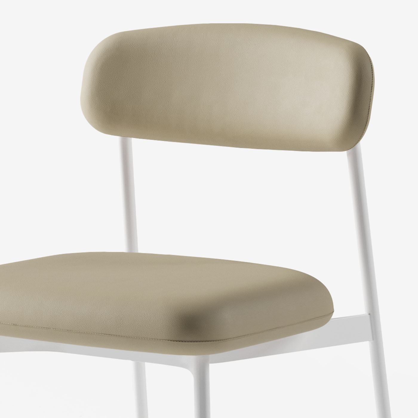 Maatje Stuhl Leder Ivory Metall Weiss Detail