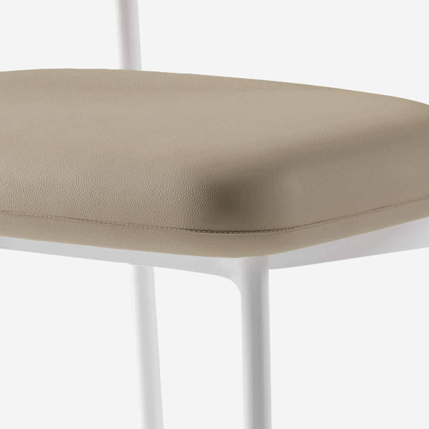 Maatje Stuhl Leder Ivory Metall Weiss Sitzpolster Detail