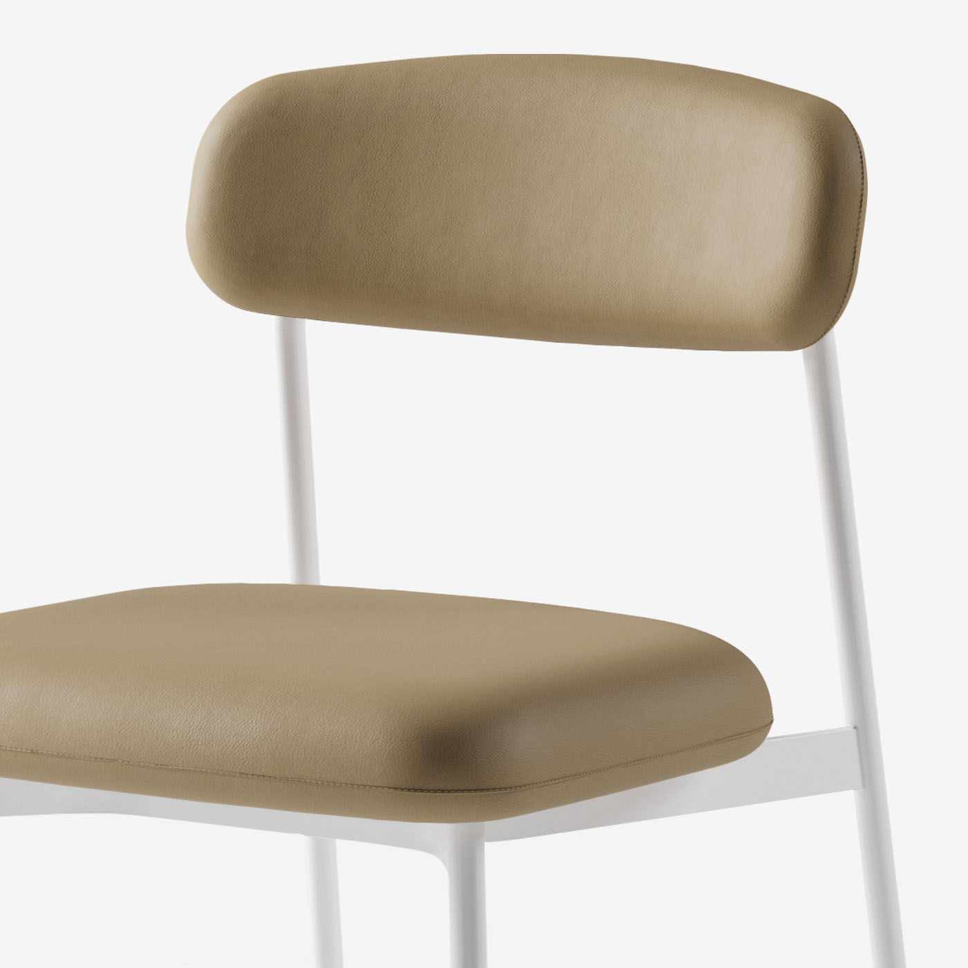 Maatje Stuhl Leder Sand Metall Weiss Detail
