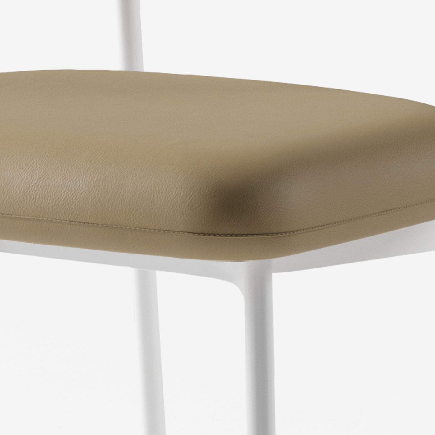 Maatje Stuhl Leder Sand Metall Weiss Sitzpolster Detail