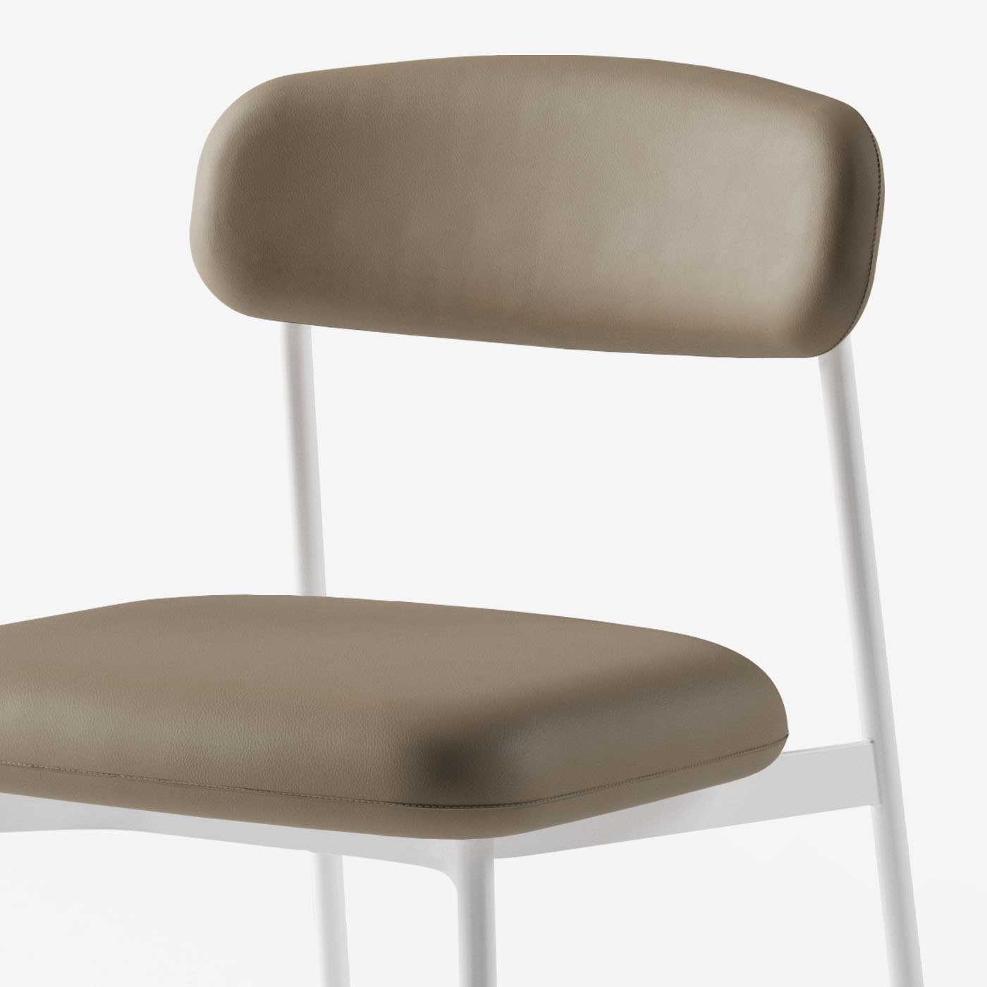 Maatje Stuhl Leder Truffle Metall Weiss Detail