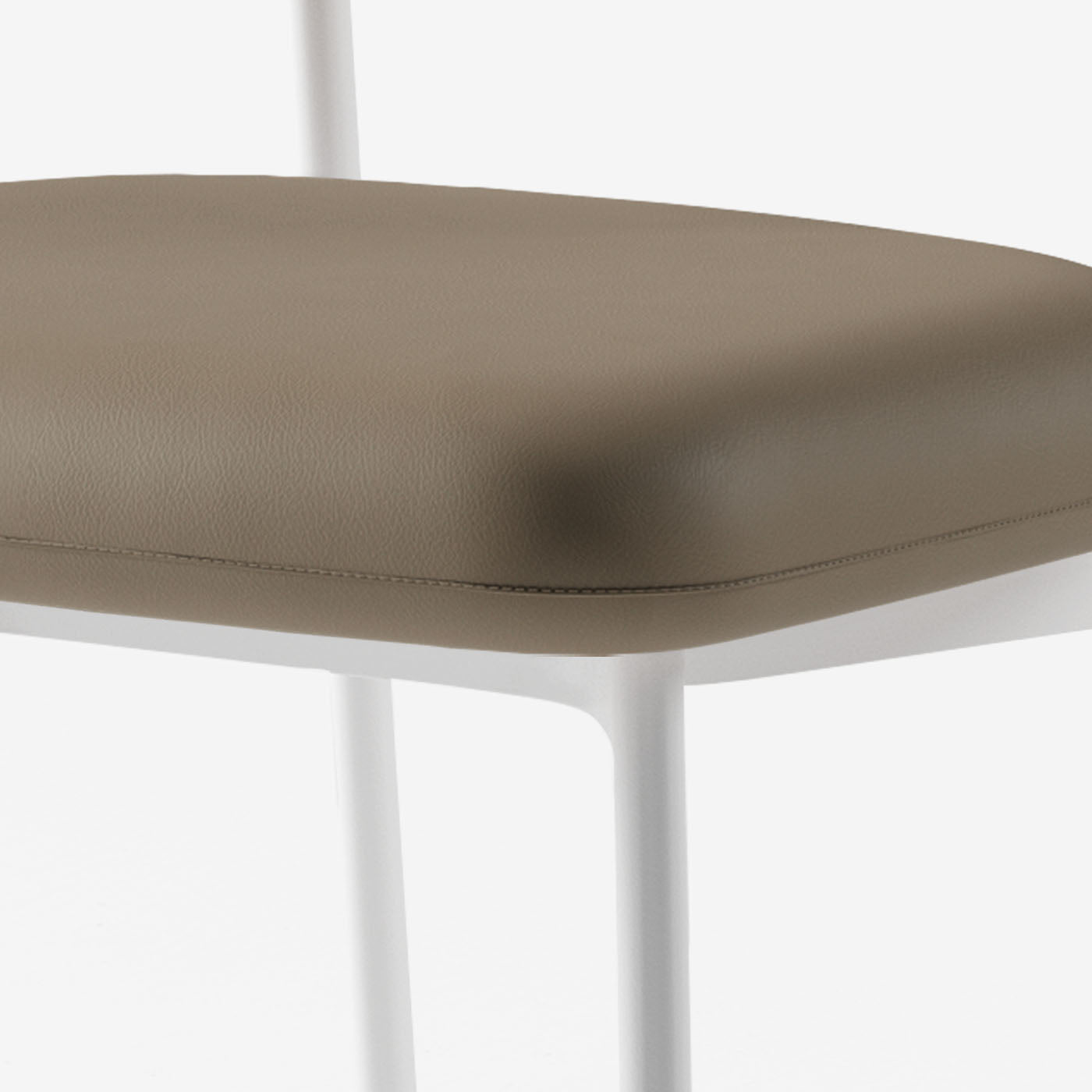 Maatje Stuhl Leder Truffle Metall Weiss Sitzpolster Detail
