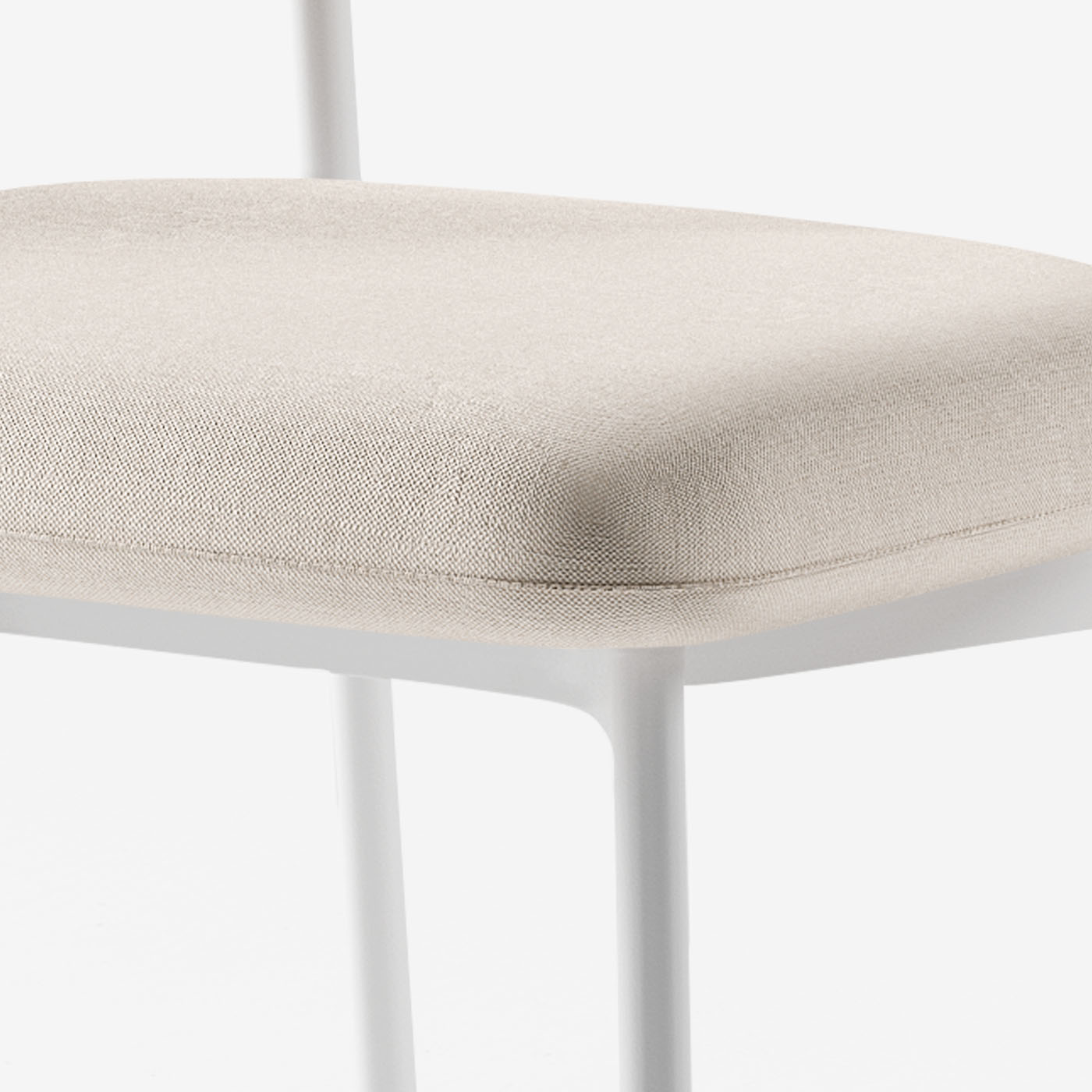 Maatje Stuhl Nantes Linen Chalk Metall Weiss Sitzpolster Detail