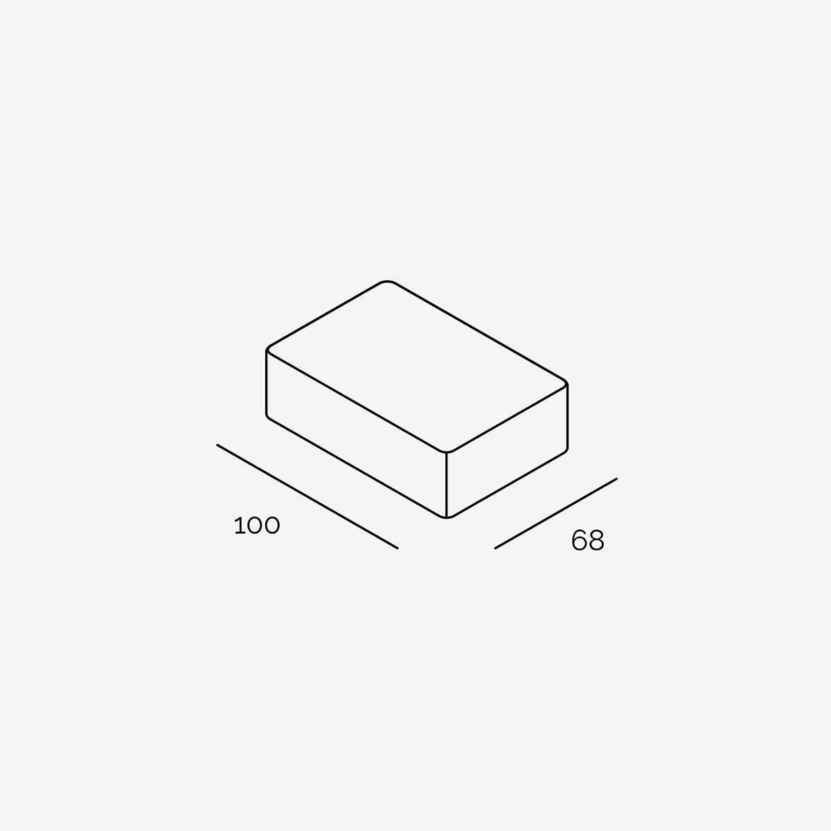 Meester Sofa 100x68 cm Hocker technische Zeichnung