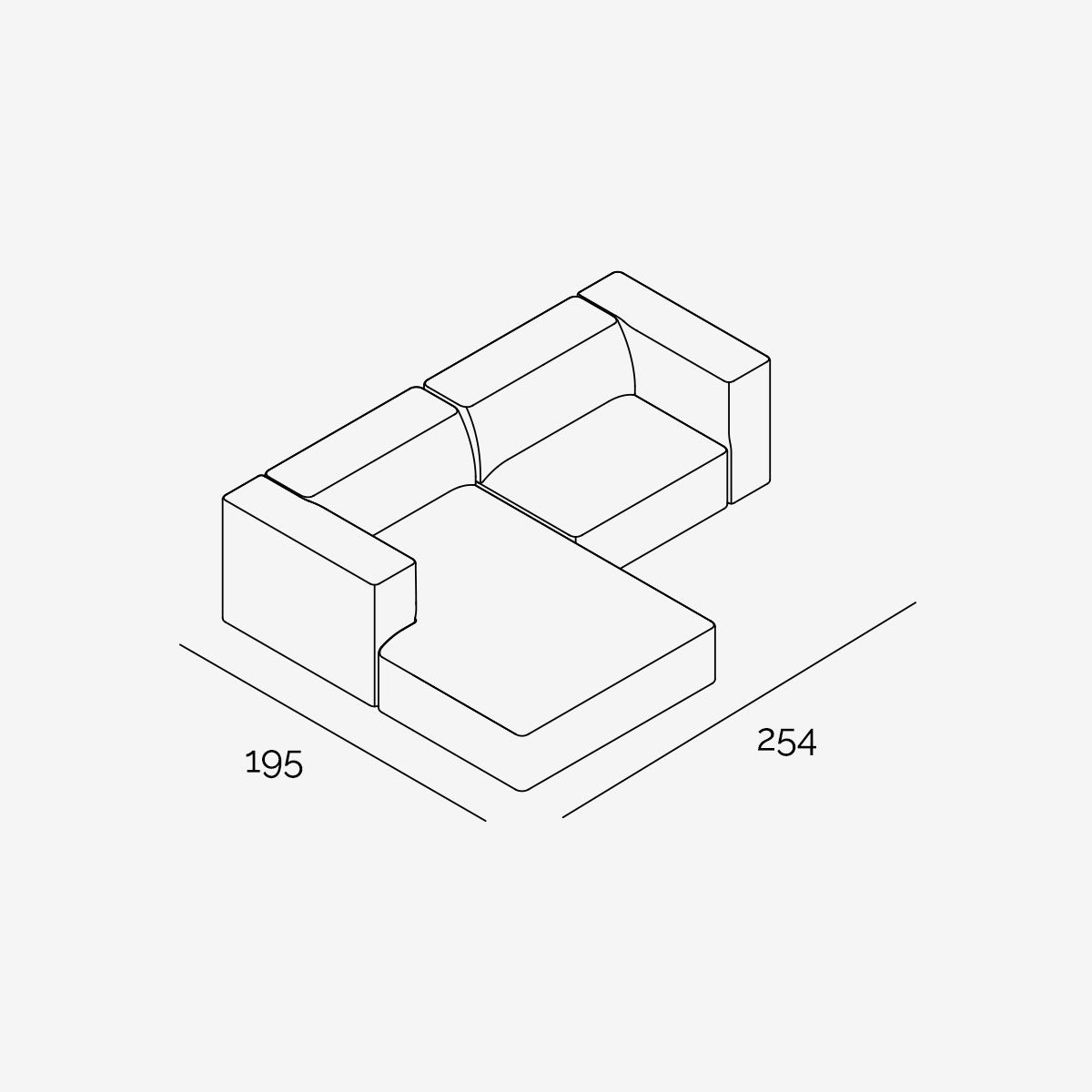 Meester Sofa 254x190 cm Loop Marble technische Zeichnung