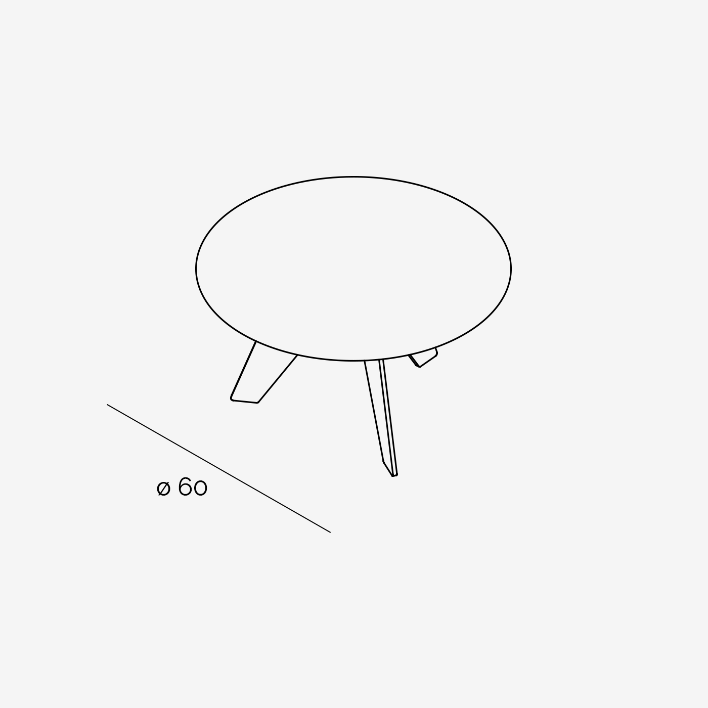 Runder Beistelltisch Eiche Hoogland 60 cm technische Zeichnung