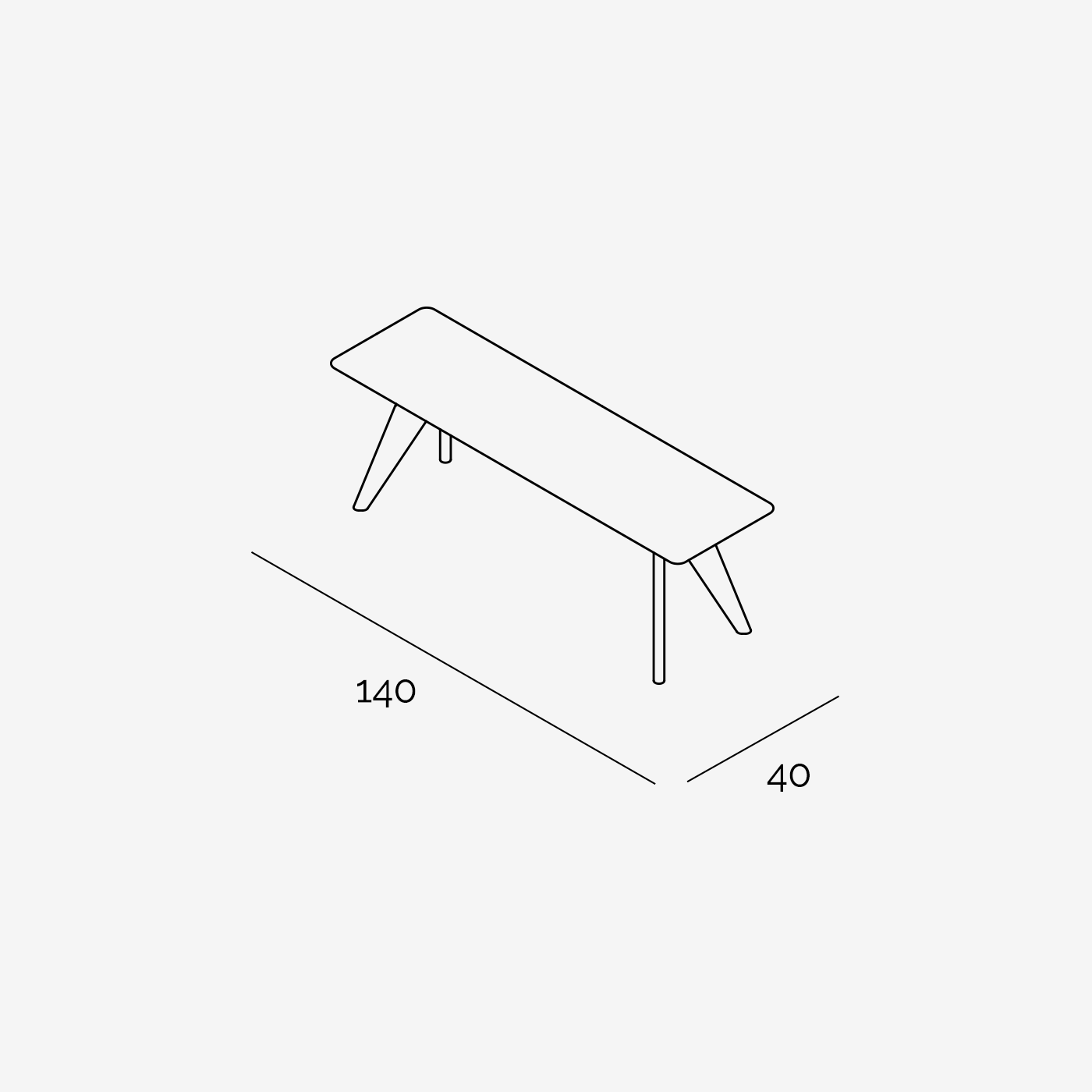 Sitzbank Hielke 140x40 cm technische Zeichnung