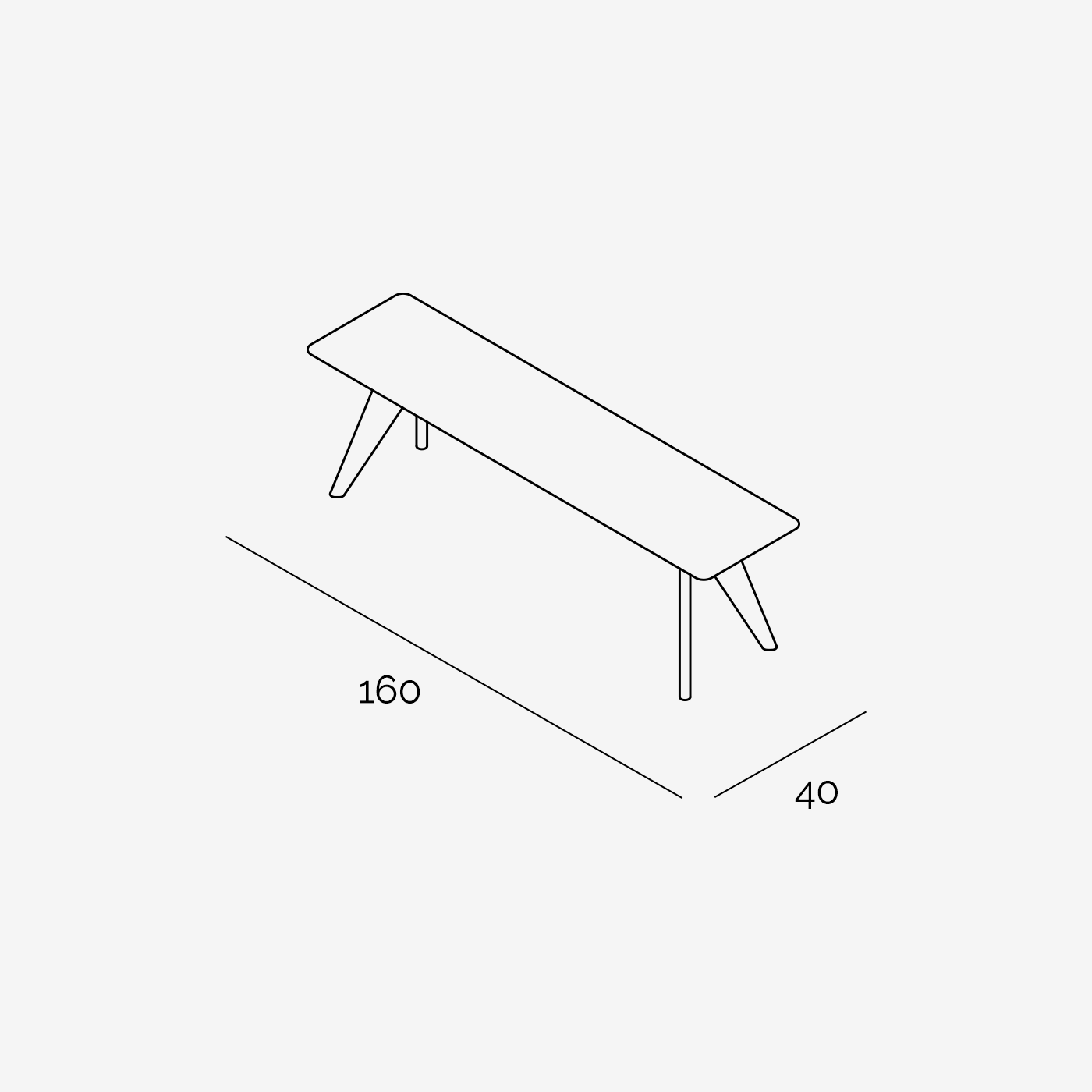 Sitzbank Hielke 160x40 cm technische Zeichnung
