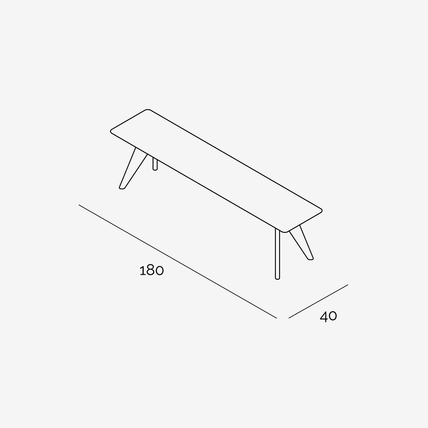 Sitzbank Hielke 180x40 cm technische Zeichnung
