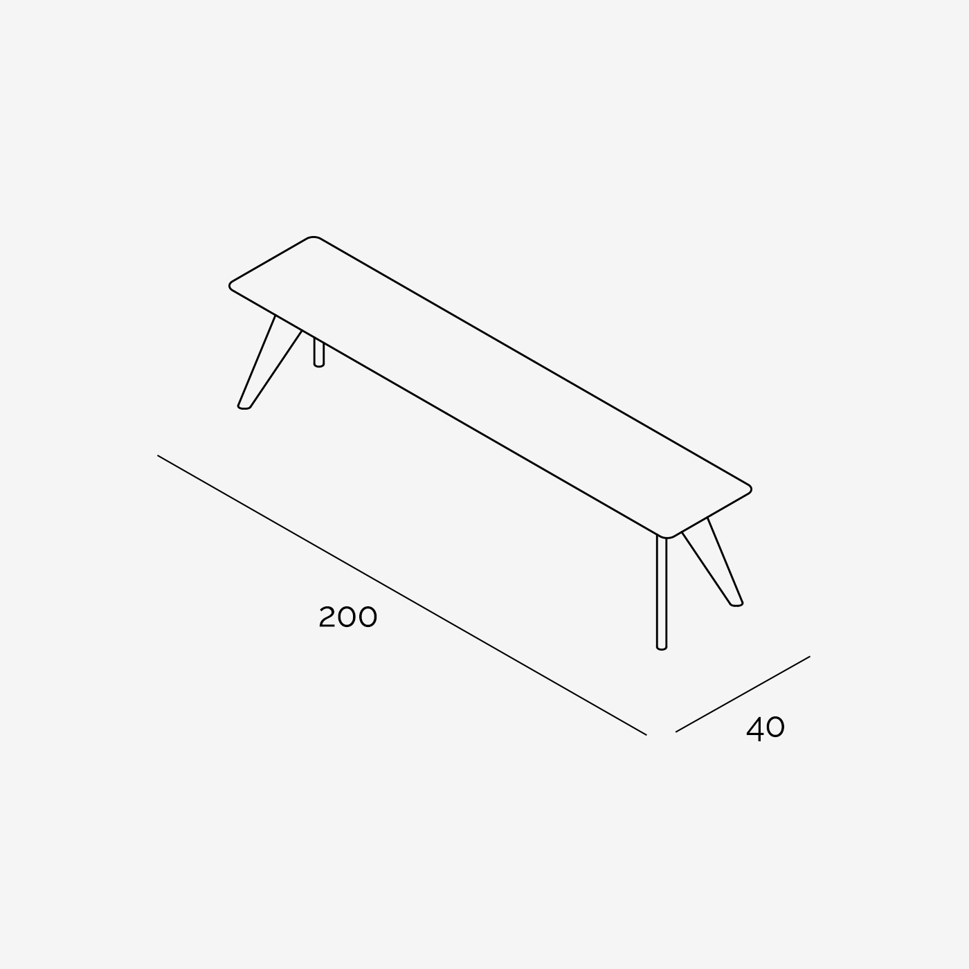 Sitzbank Hielke 200x40 cm technische Zeichnung