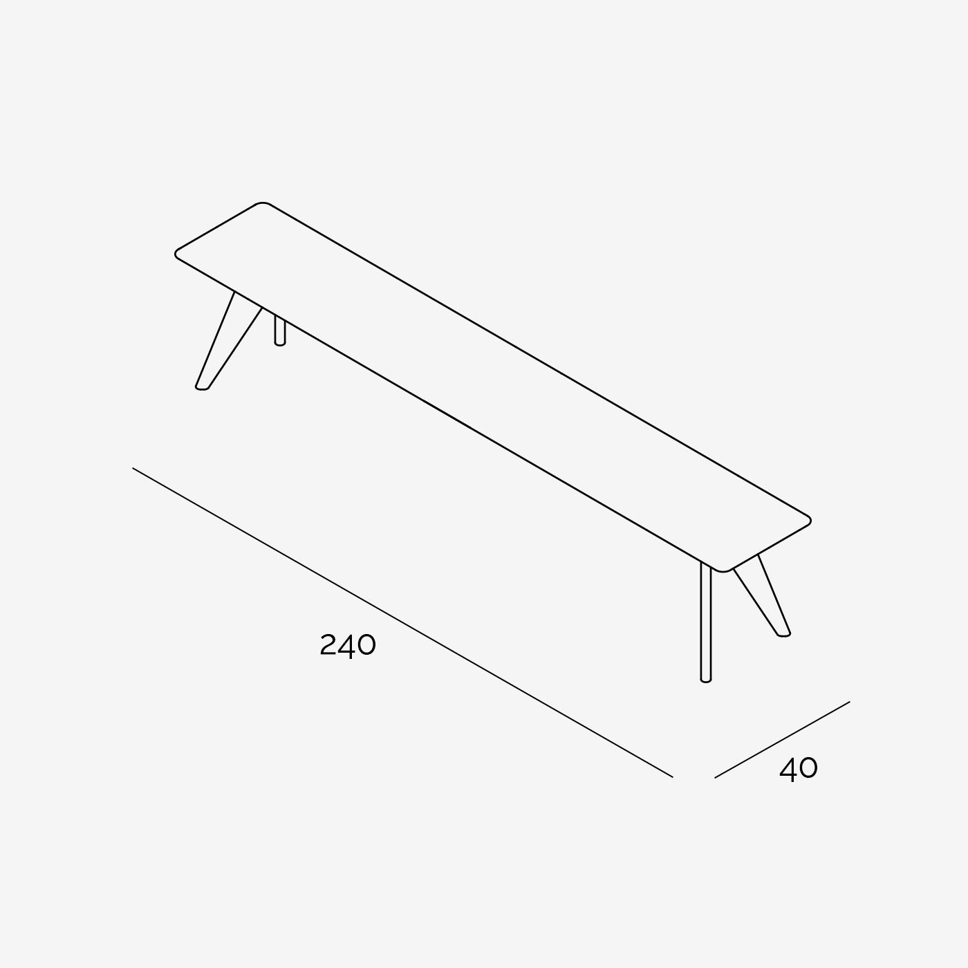 Sitzbank Hielke 240x40 cm technische Zeichnung