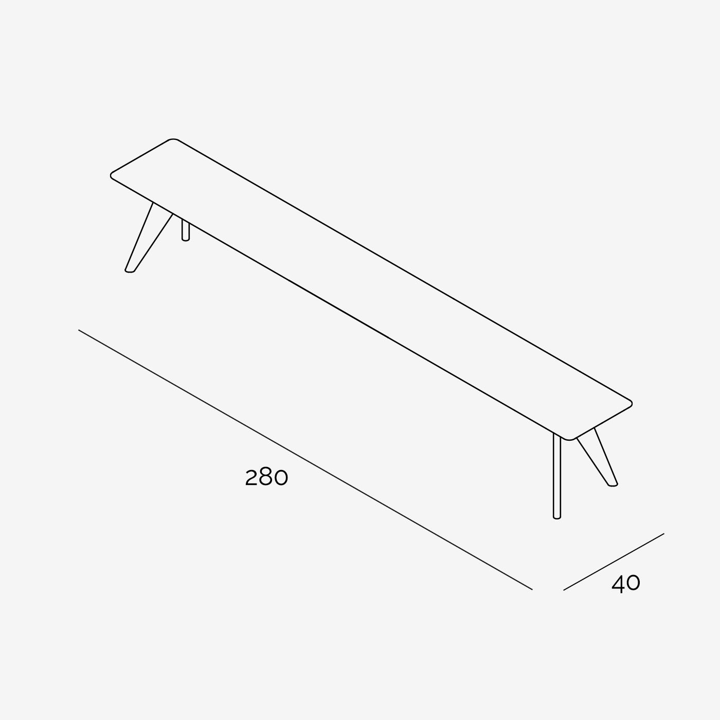 Sitzbank Hielke 280x40 cm technische Zeichnung