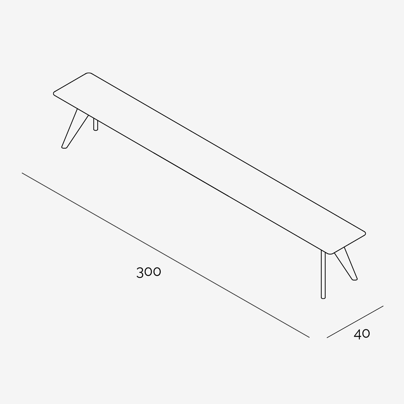 Sitzbank Hielke 300x40 cm technische Zeichnung